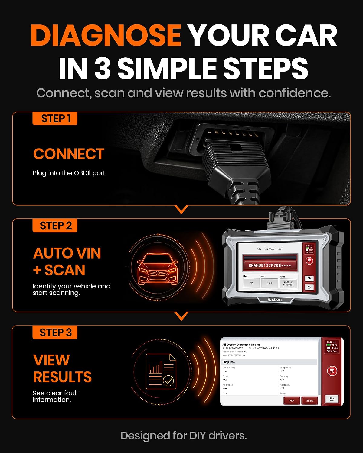 Thumbnail 5 de ANCEL DS200 OBD2 Scanner 15+ Resets