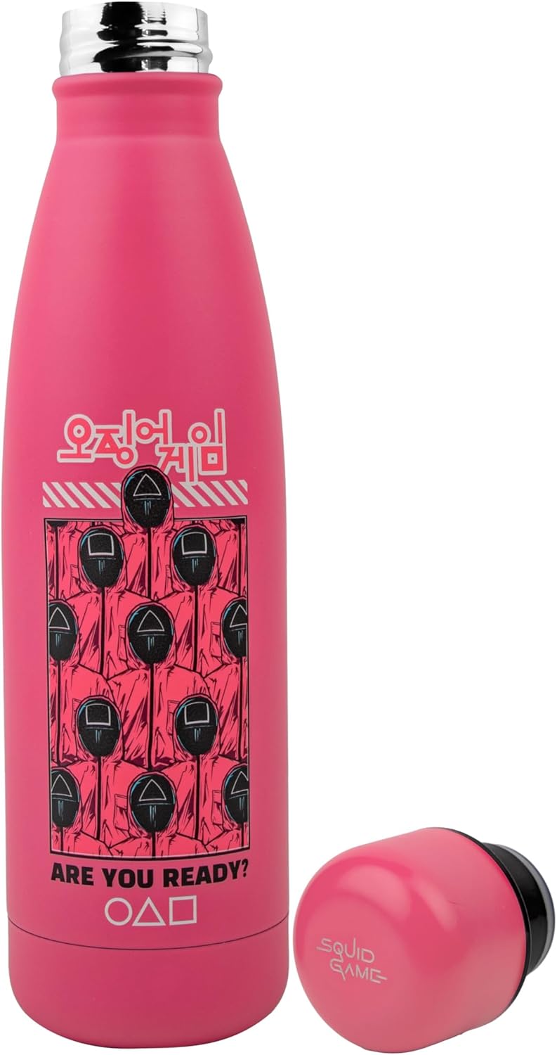 Detalle de Cinereplicas Squid Game – Young-hee Blueprint Schwarz 500 ml Edelstahl Wasserflasche (Offizielle Lizenz)