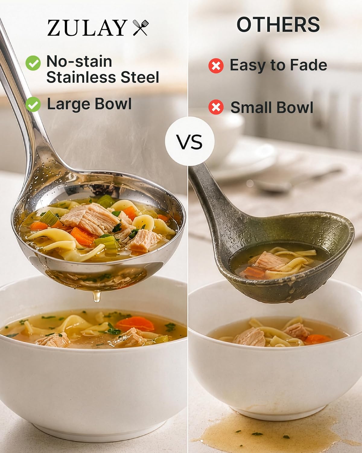Detalle de Zulay Kitchen Soup Ladle, Stainless Steel