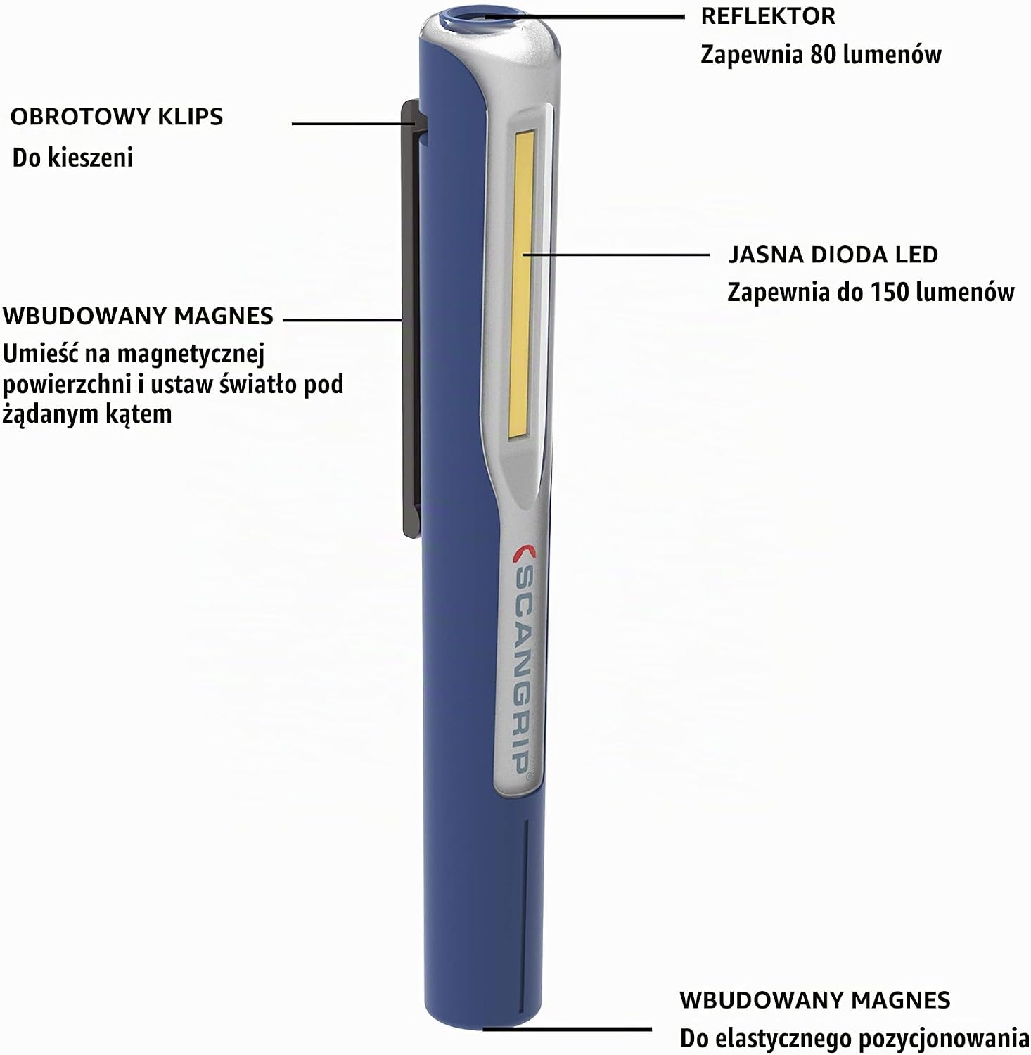 Thumbnail 1 de Scangrip Mag PEN 3 – akumulatorowa latarka LED COB 15–150 lm, 5000 K