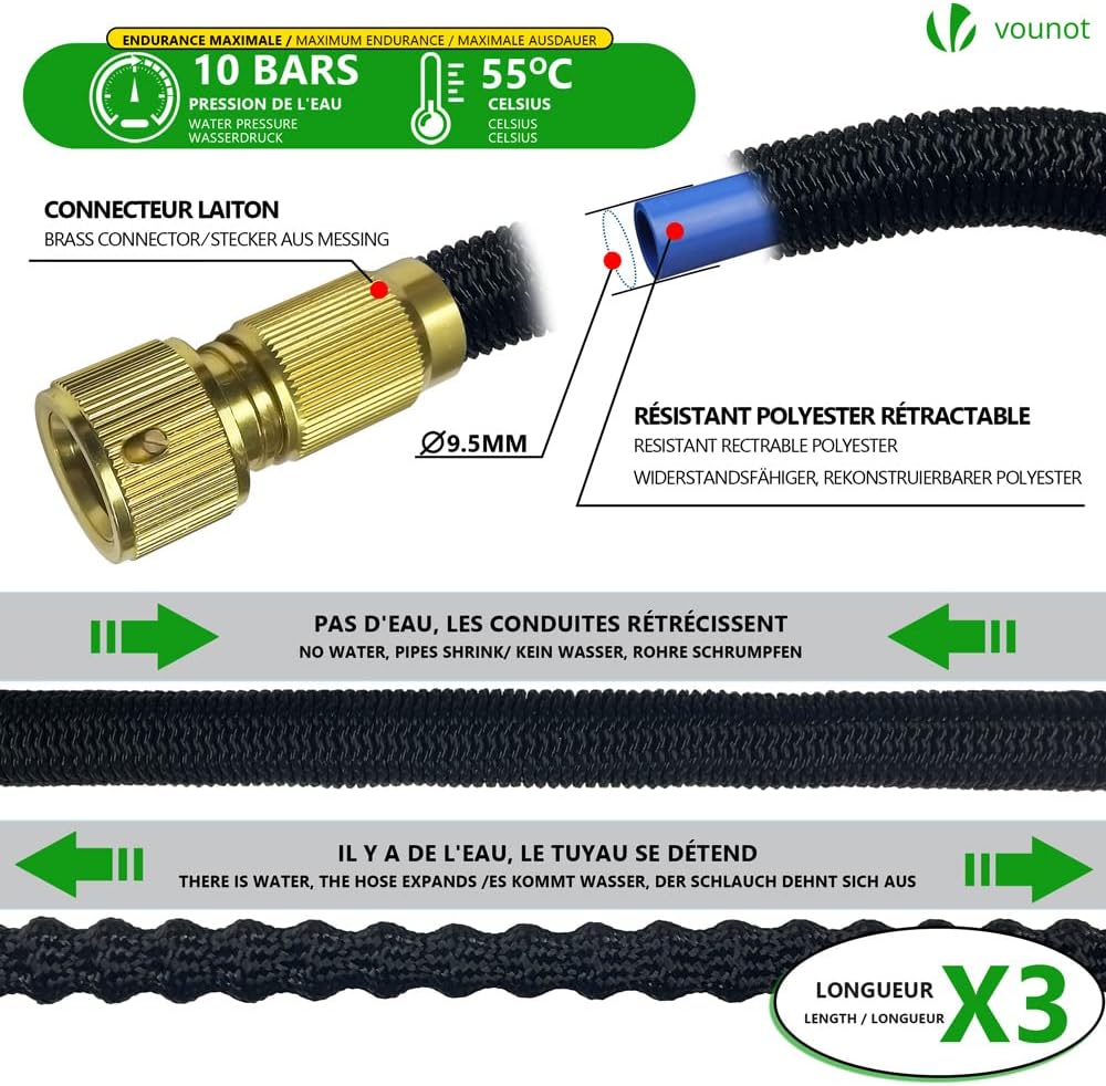 Detalle 2 de VOUNOT Tuyau d’Arrosage Extensible 30m