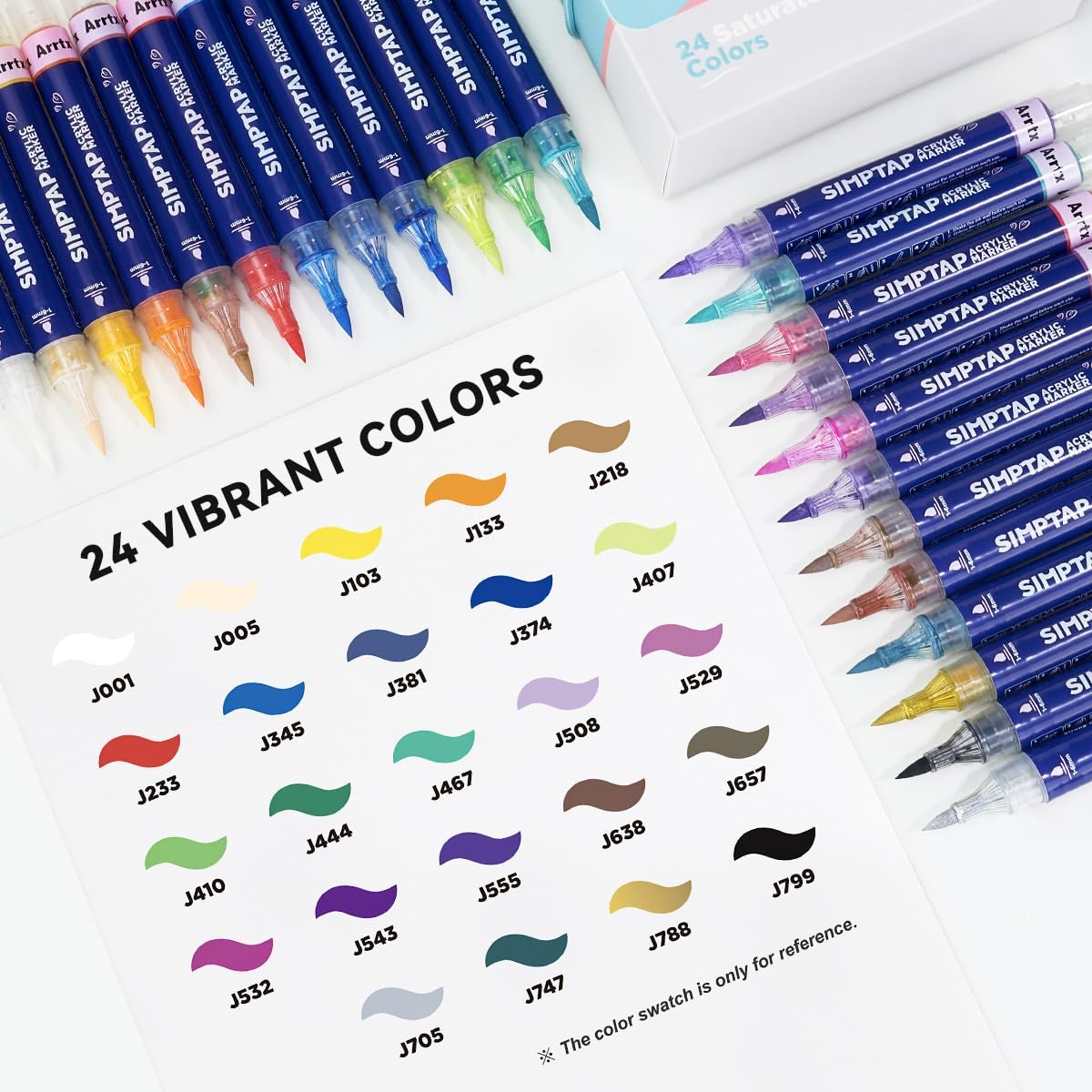 Detalle de ARRTX Acrylstifte für Steine bemalen – 24 Farben wasserbasierte Acrylmarker (Pinselspitze, Valve-Action)