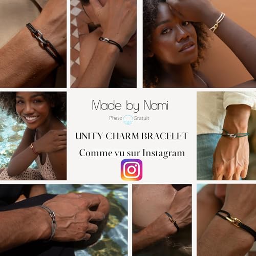 Detalle de Unity by Made by Nami: Bracelet Homme en Corde et Acier Inoxydable, Réglable et Étanche
