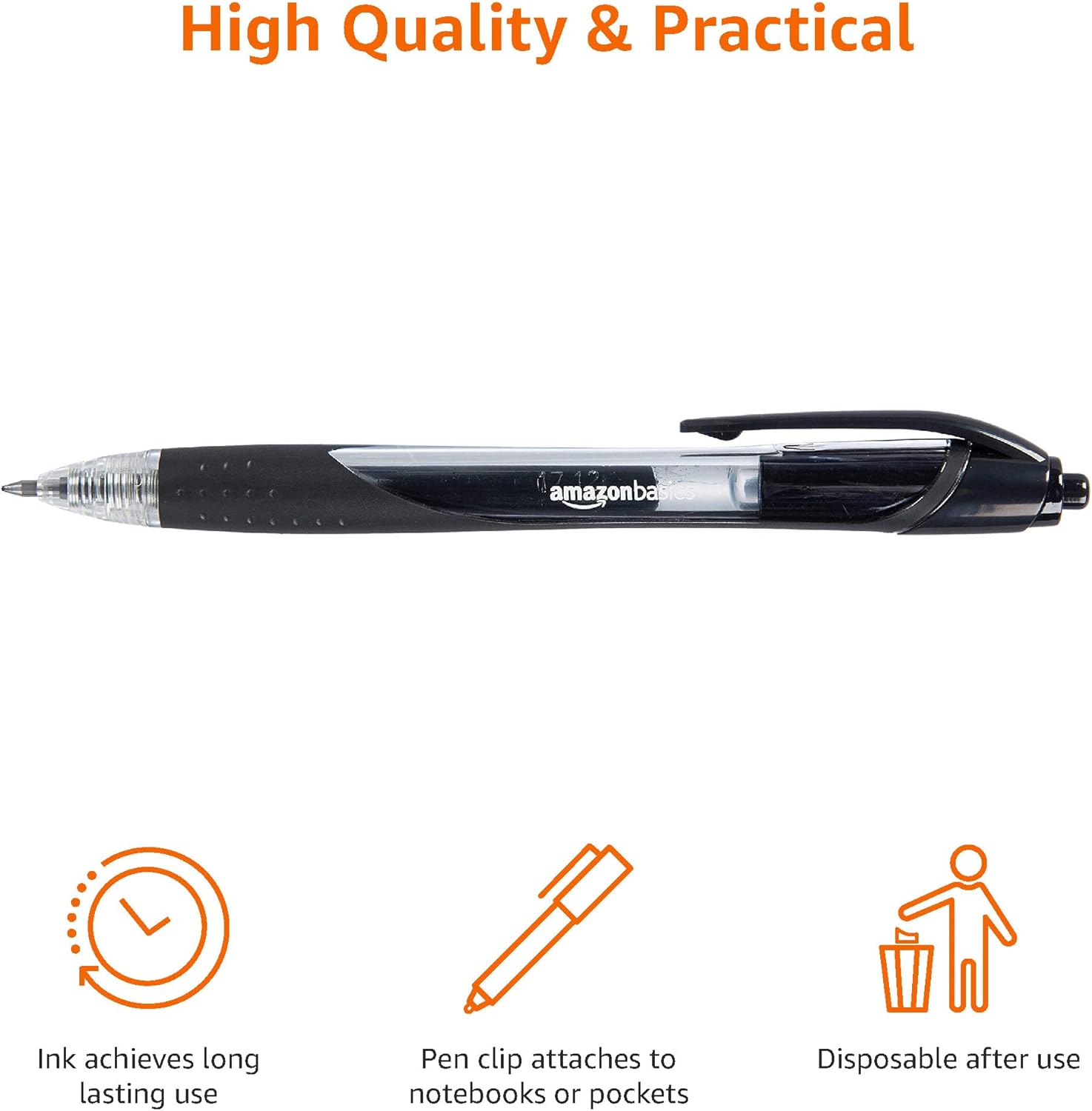 Thumbnail 4 de Amazon Basics Retractable Gel Ink Pens – Fine Point, Black, 12-Pack
