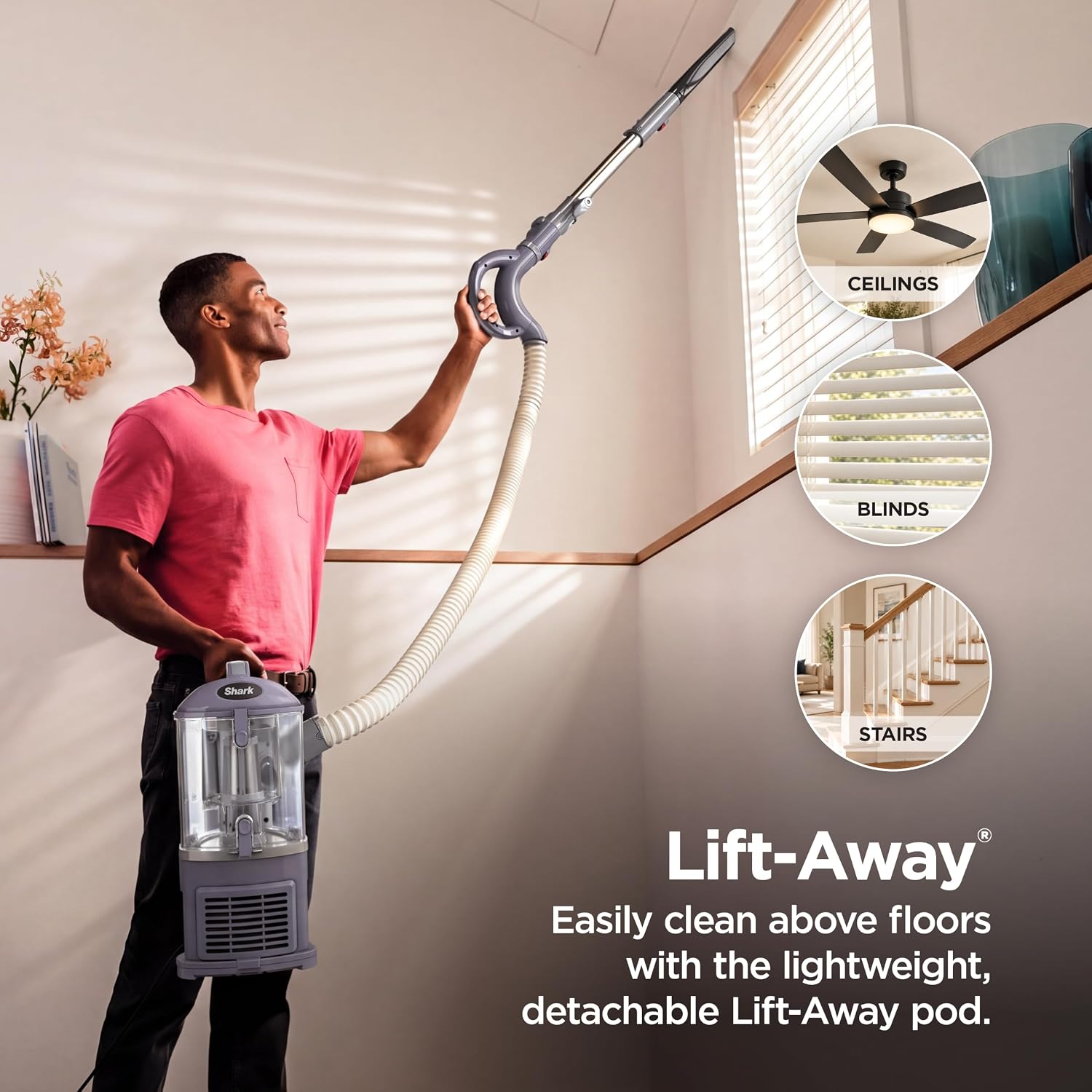 Detalle de Shark NV352 Navigator Lift-Away Upright Vacuum, HEPA Filtration, Lavender