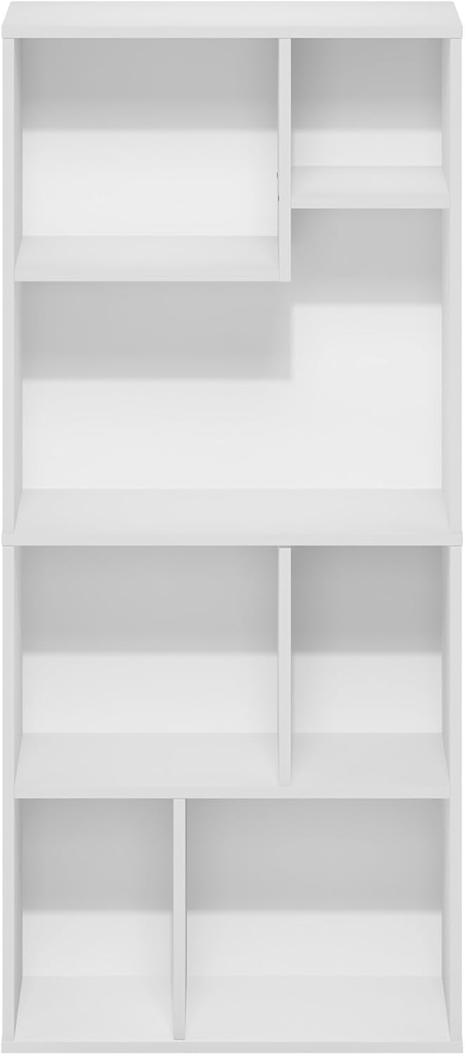 Detalle 2 de Furinno DALY Libreria a 7 cubi: design asimmetrico per spazi piccoli