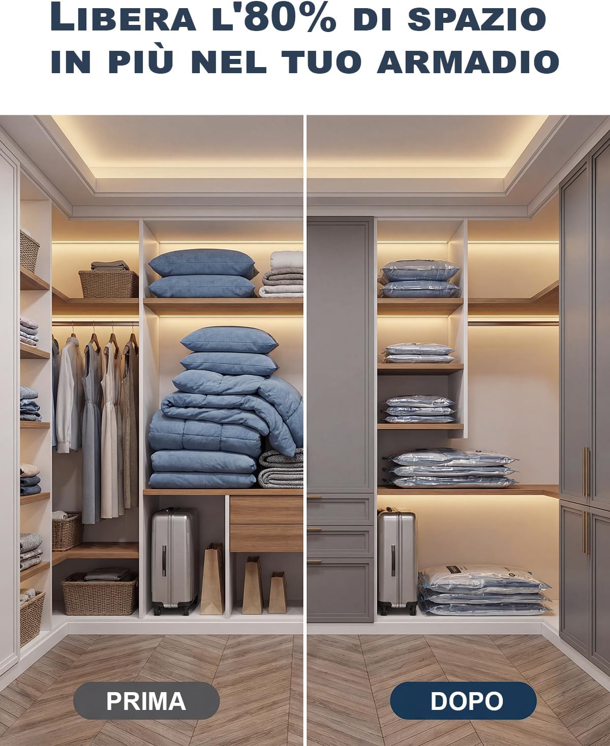 Thumbnail 6 de Raplink Sacchetti Sottovuoto Vestiti con Pompa Elettrica – 12 Buste (4x100x80, 4x74x54, 4x64x47) per Viaggi, Traslochi e Stoccaggio