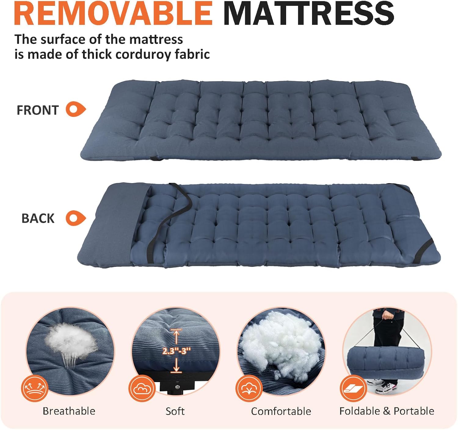 Thumbnail 2 de Portable camp bed with cushion, 450 lbs cot