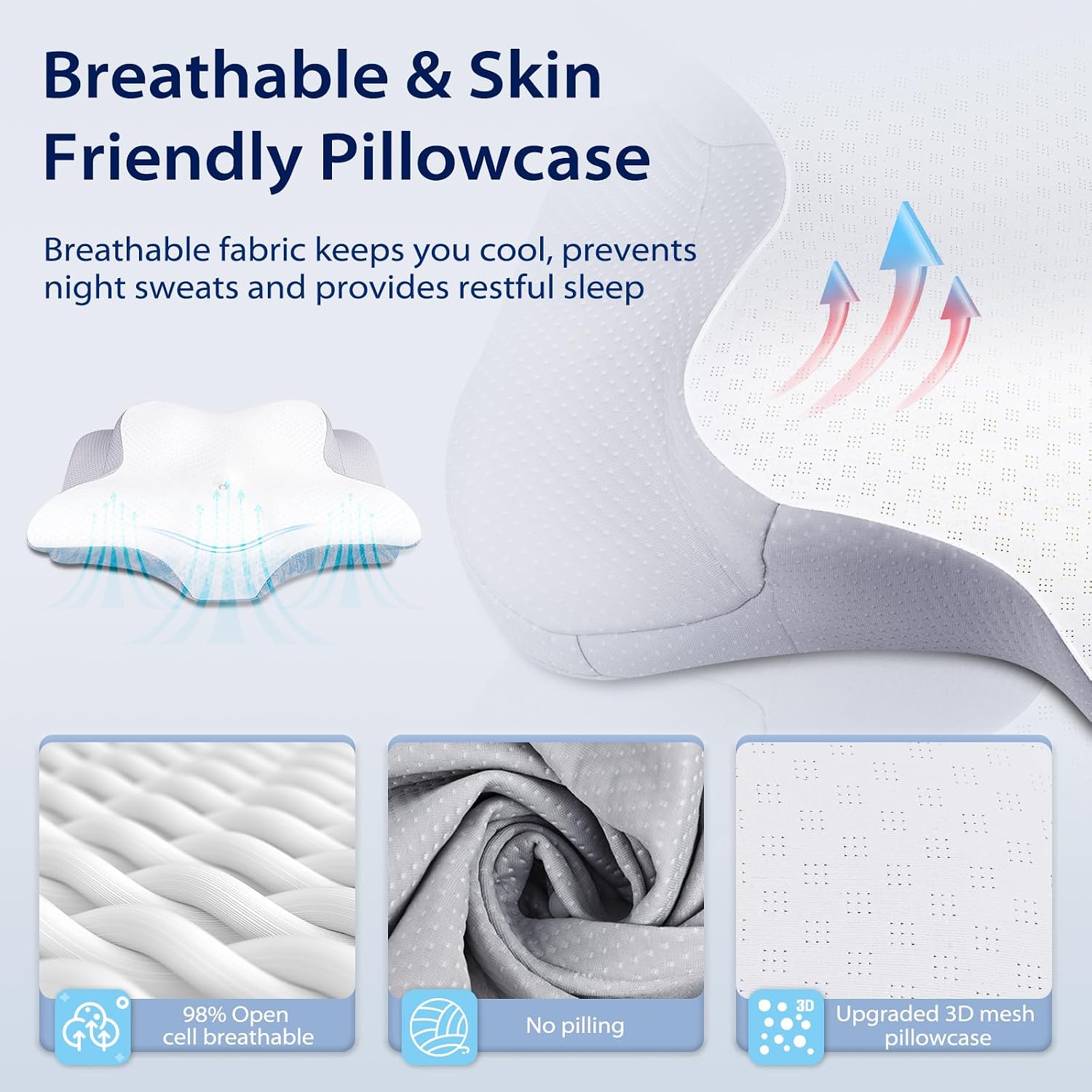 Thumbnail 5 de HOMCA PL12 Cervical Pillow with Memory Foam and Breathable Pillowcase