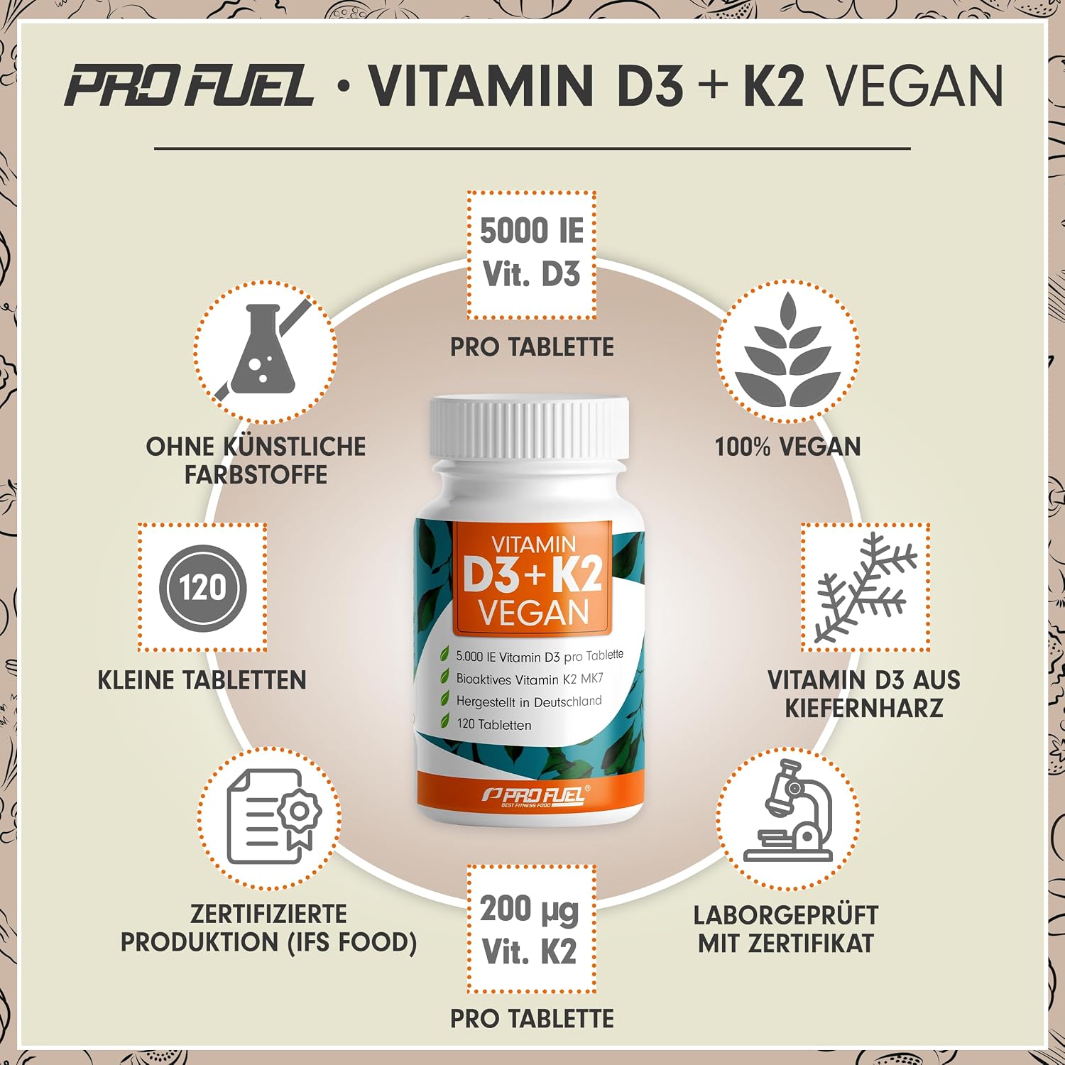 Thumbnail 1 de Vitamin D3 K2 VEGAN 120 Tabletten ⚡