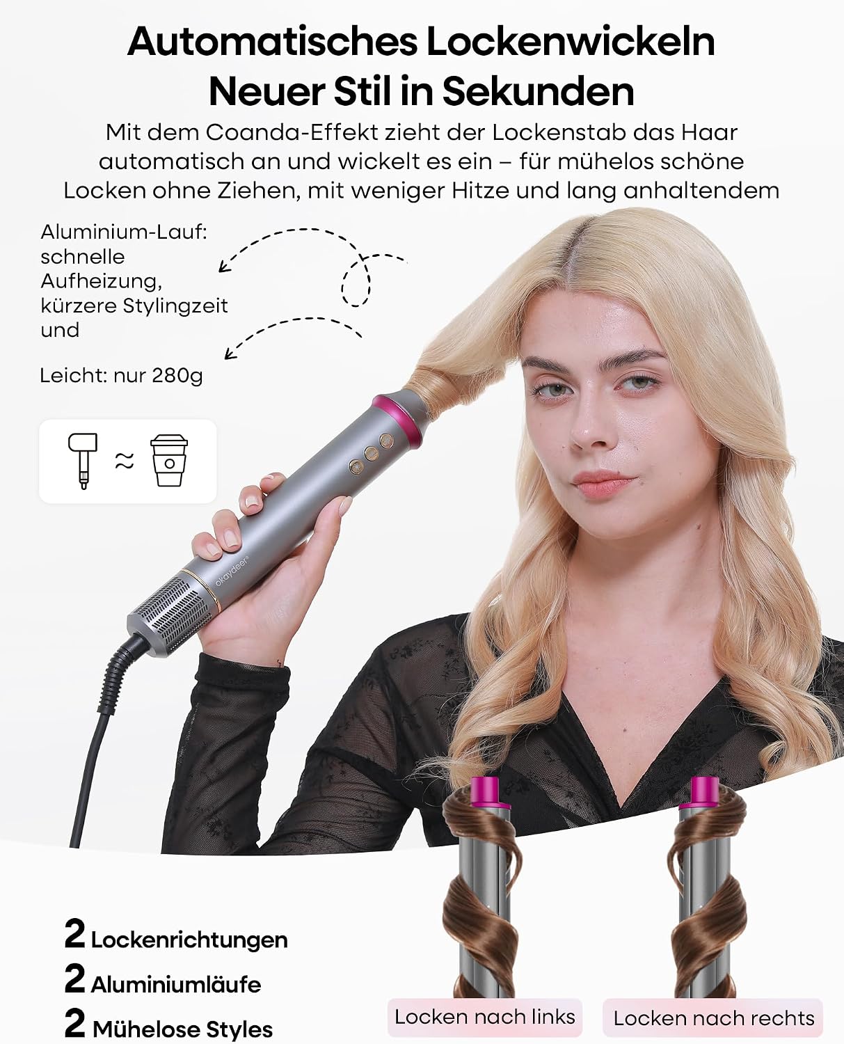 Thumbnail 2 de okaydeer 7-in-1 Hairstyler Airstyler Lockenstab 1,0 kW