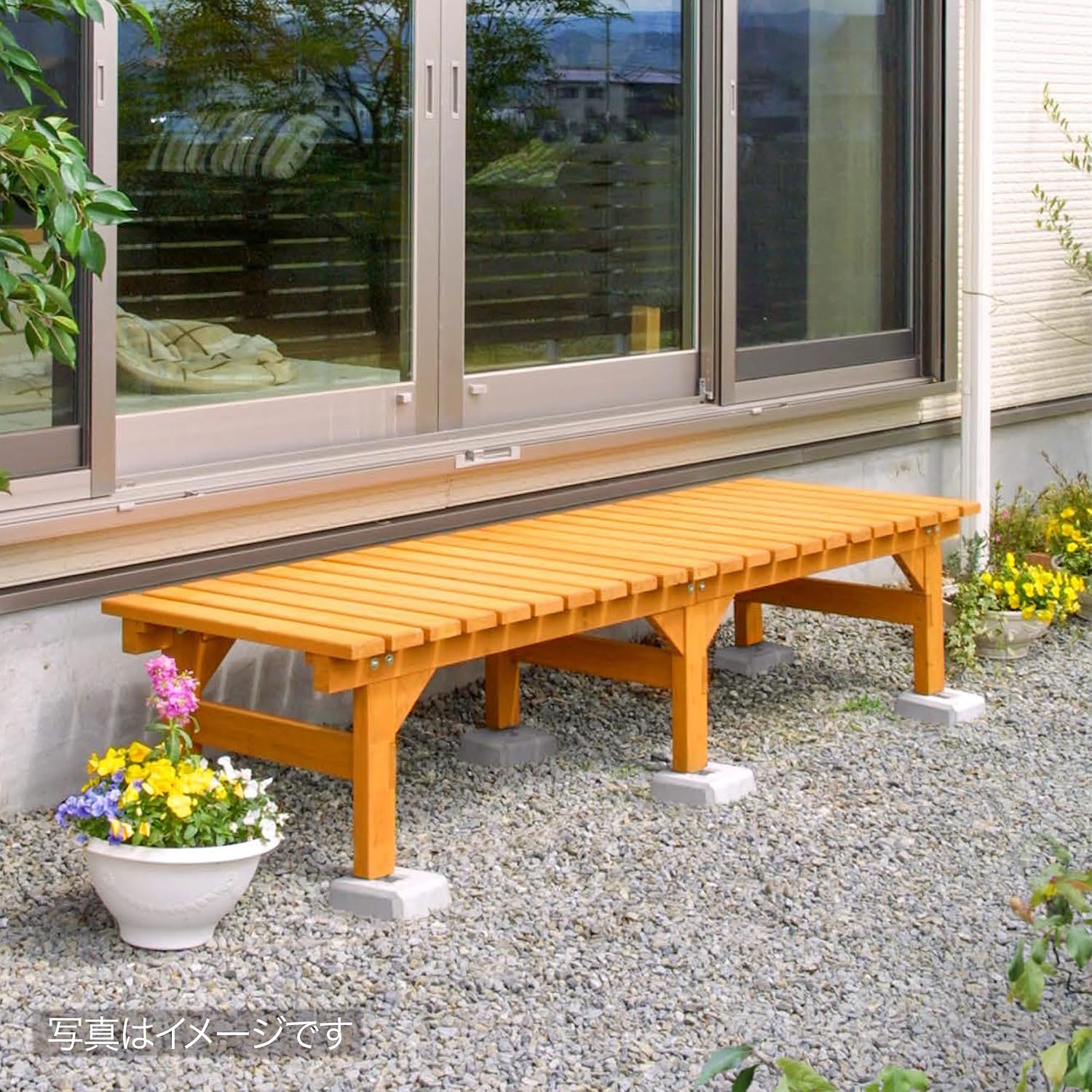 Detalle 2 de タカショー BMSH-185NN ウッディーDX縁台 天然木製 ナチュラル 幅180cm