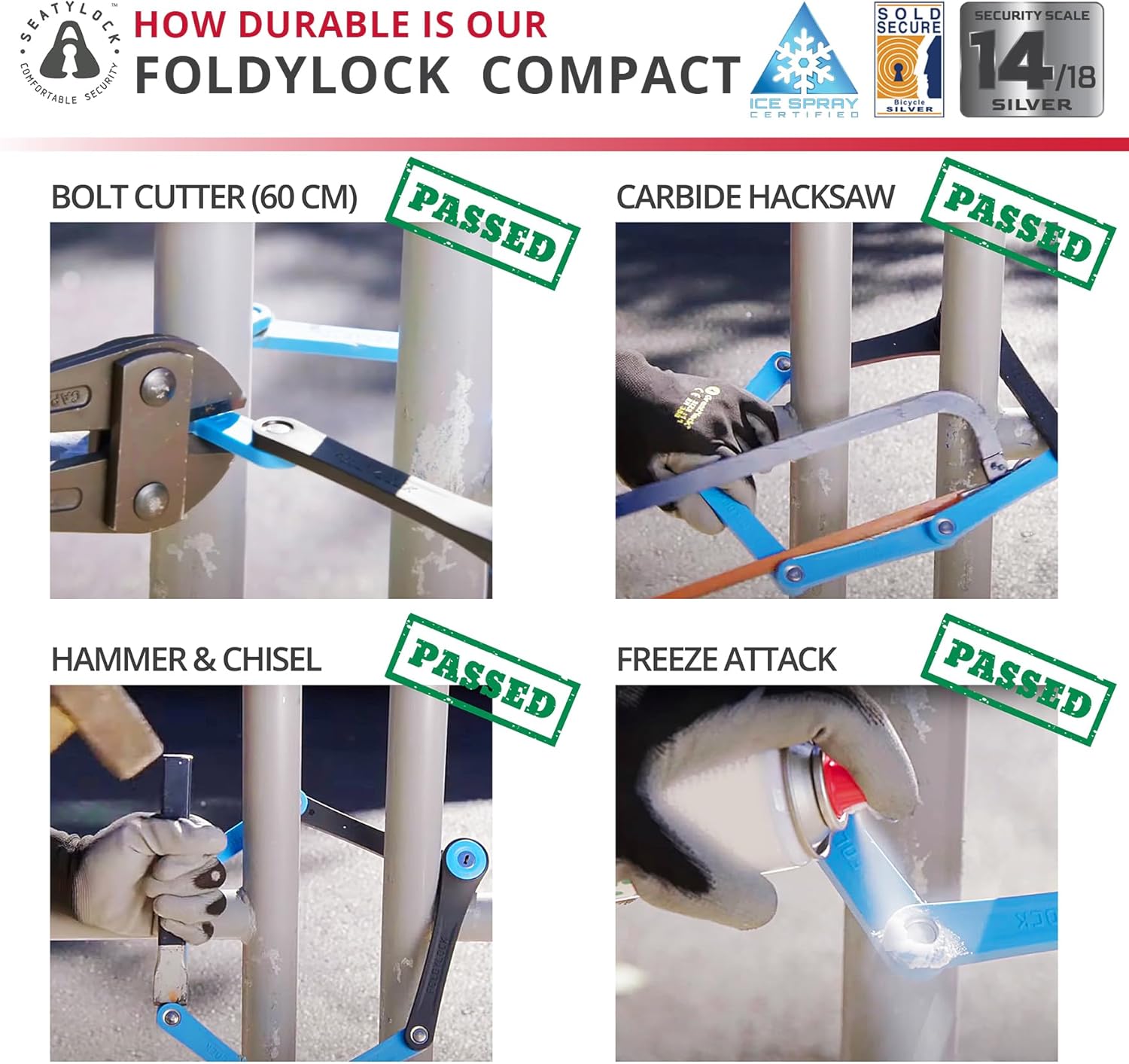 Thumbnail 3 de FoldyLock Compact Folding Bike Lock – 85 cm, Award-Winning High Security with Key & Case