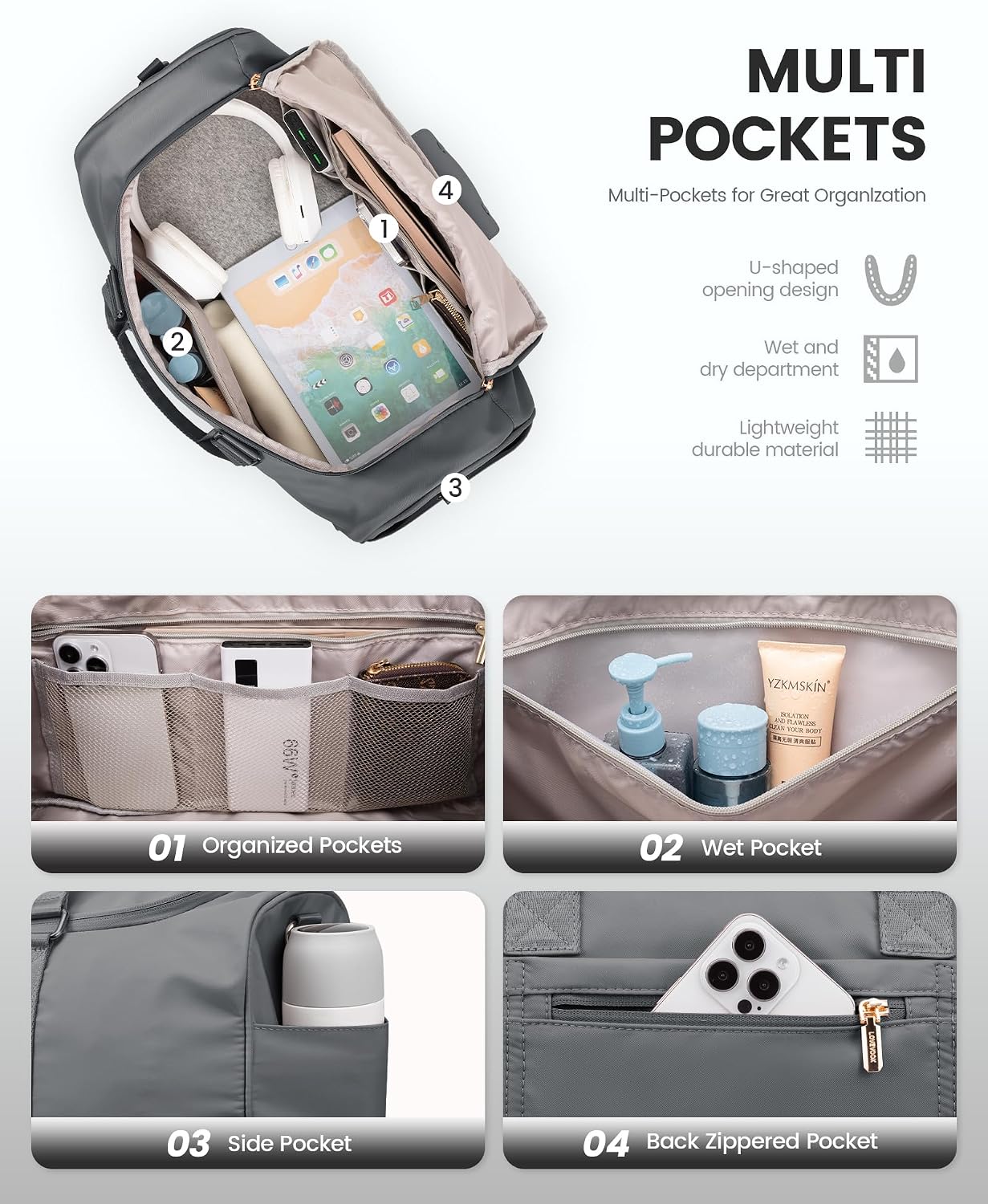 Detalle de LOVEVOOK Sporttasche Reisetasche Damen 35-40L