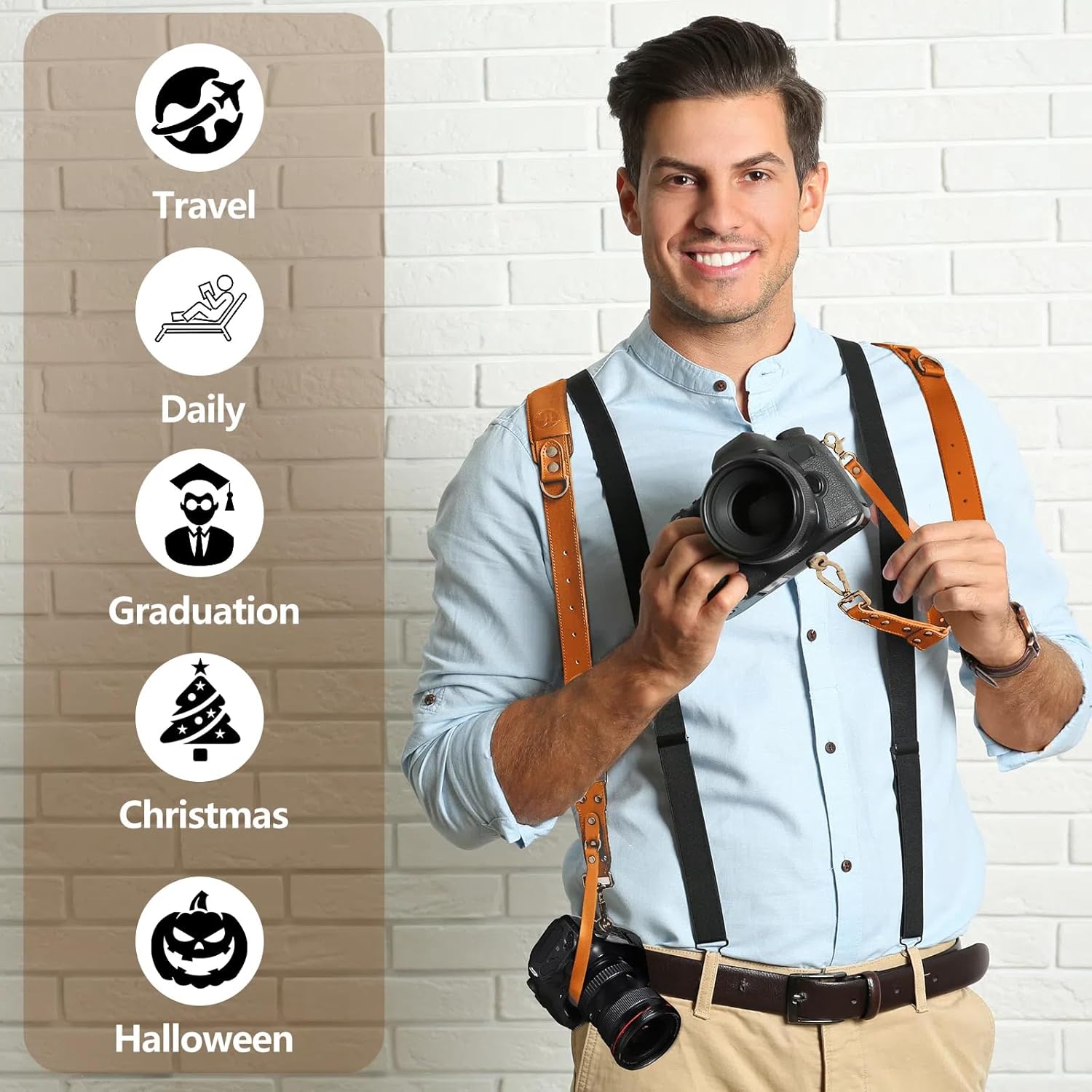 Thumbnail 6 de 4J LEDR Dual Shoulder Leather Dual Camera Harness Strap for DSLR/SLR