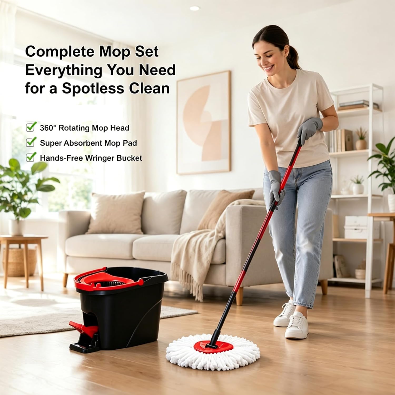 Thumbnail 6 de 12 Pack Spin Mop Replacement Heads – 100% Microfiber, 360° Spin, Triangle Mop Refills