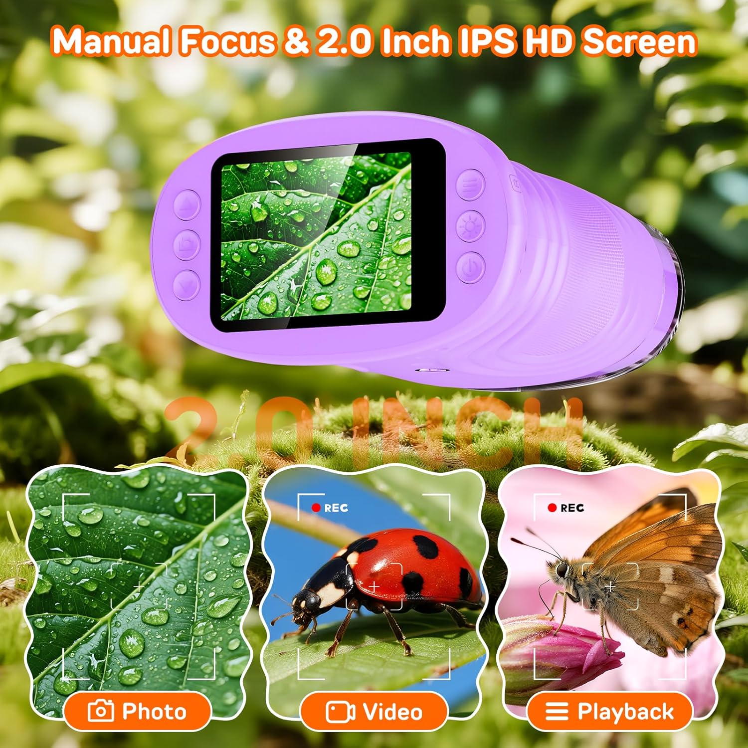 Thumbnail 3 de Ashfly Handy Digital Mikroskop für Kinder (1080P HD, 2,0 Zoll) – lila 4–12 Jahre