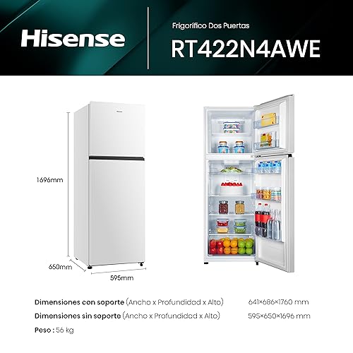 Detalle 2 de Hisense RT422N4AWE frigorífico dos puertas No Frost de 325 L y puertas reversibles