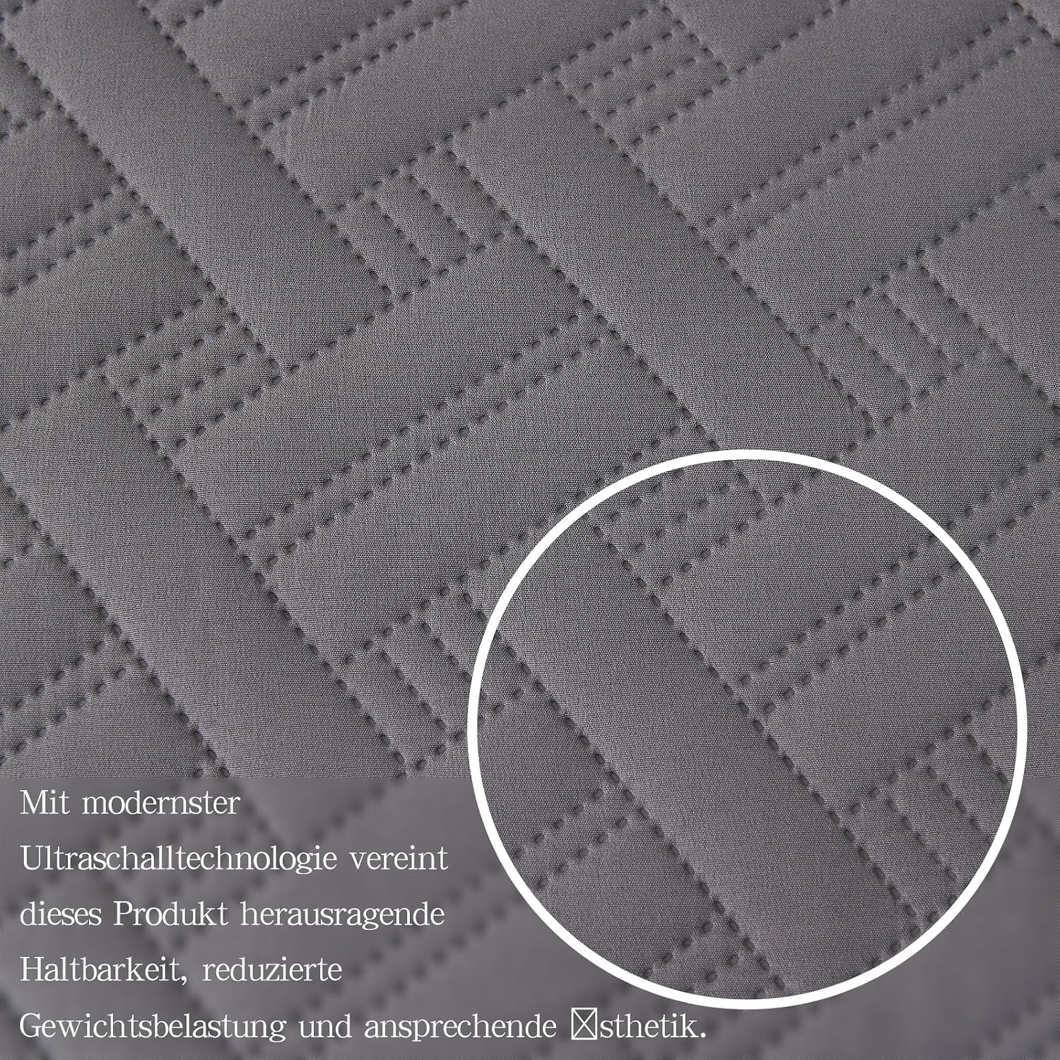 Detalle de beeweed Feel Elegante BHQS-1 sprei 240 x 260 cm, grijs polyester