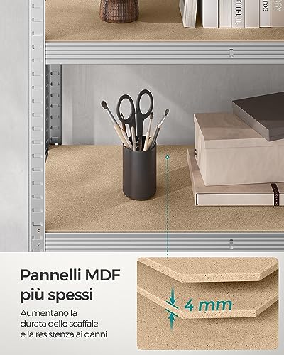 Thumbnail 7 de SONGMICS Set di 2 Scaffali in Metallo 5 Ripiani Regolabili, Senza Viti, Portante 875 kg – 40 x 90 x 180 cm (ARGENTO) GLR040E02