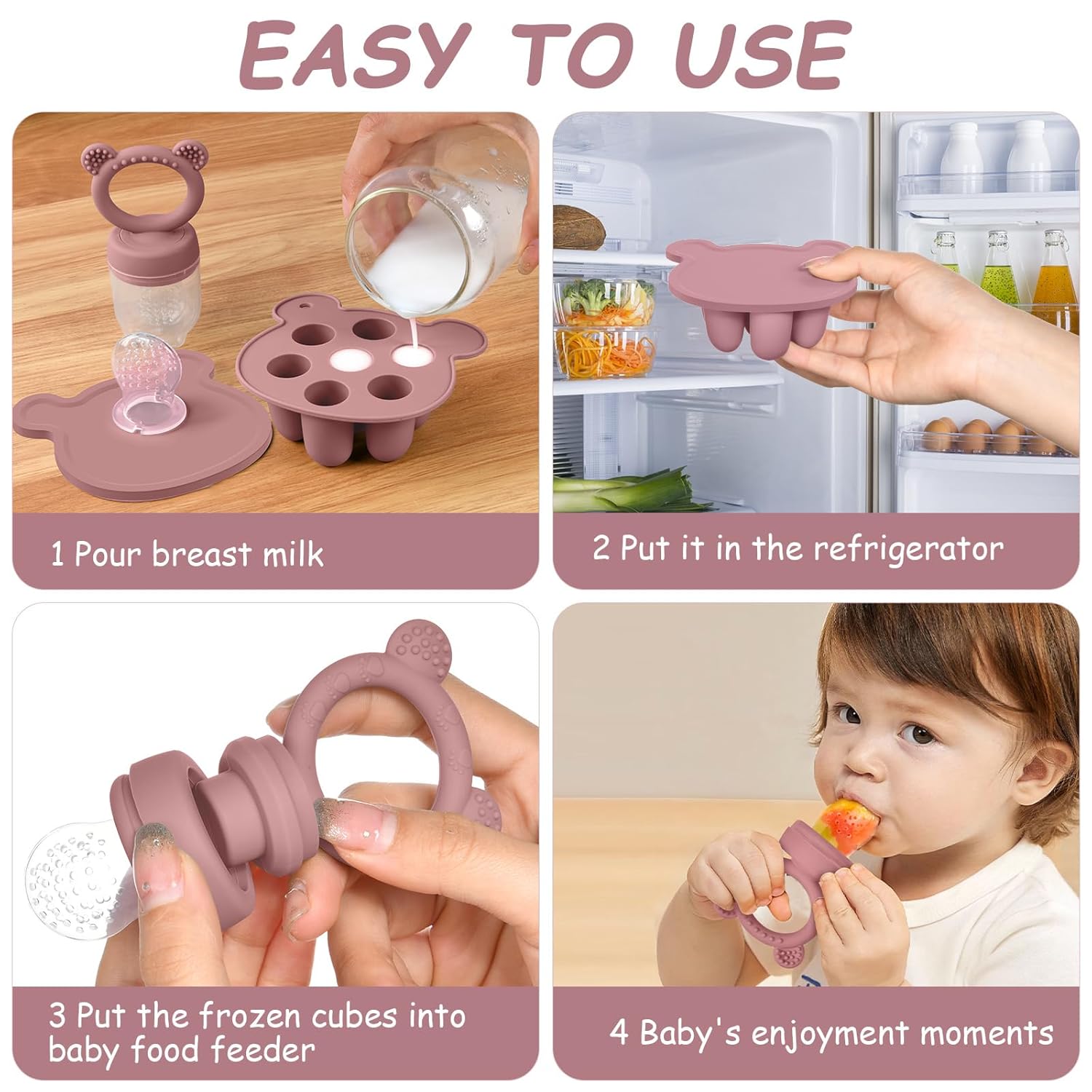 Thumbnail 2 de Aolso Fruchtsauger Baby – Silikon-Speicher-Set für Babynahrung in Eis-am-Stiel-Form