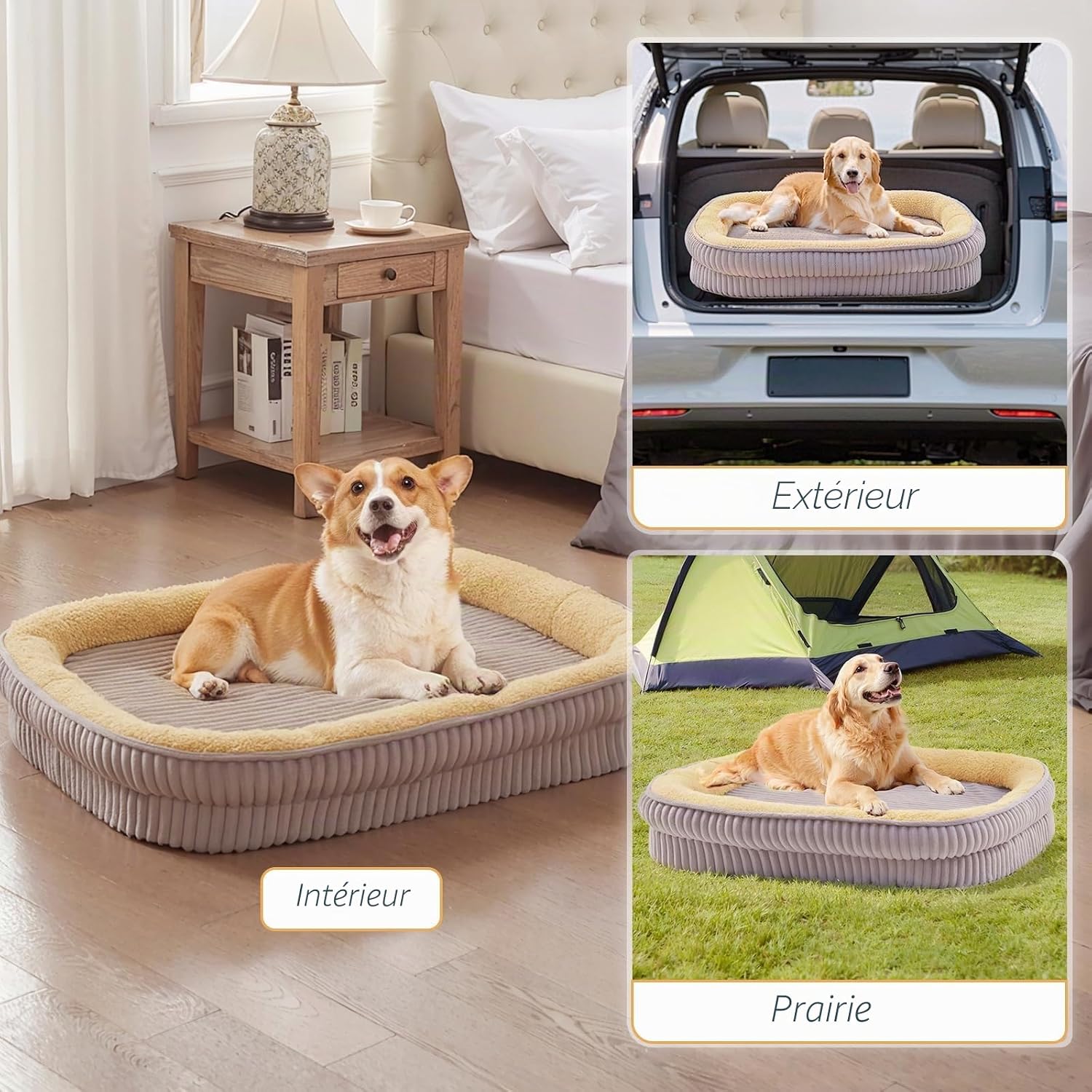 Thumbnail 6 de DEBANG HOME Panier pour Chien — Lit orthopédique en mousse haute densité pour chiens de taille moyenne (gris)