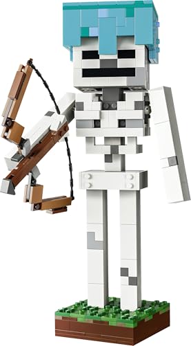 Thumbnail 7 de LEGO Minecraft El Esqueleto de Juguete 21594: figura articulada con casco de diamante y base de hierba