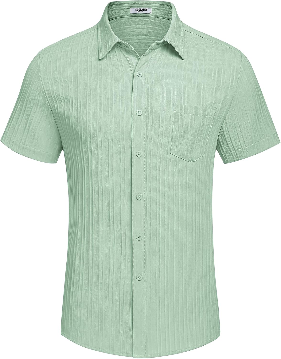 Detalle de COOFANDY Men's Casual Short Sleeve Button-Down Shirt with Textured Fabric