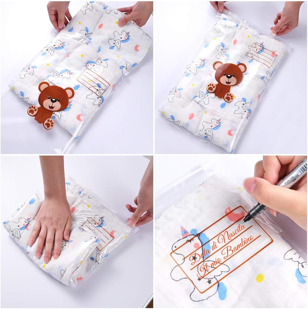 Detalle de GOLDGE 10 bustine corredino neonato con chiusura ermetica e cursore (38 × 25 cm)