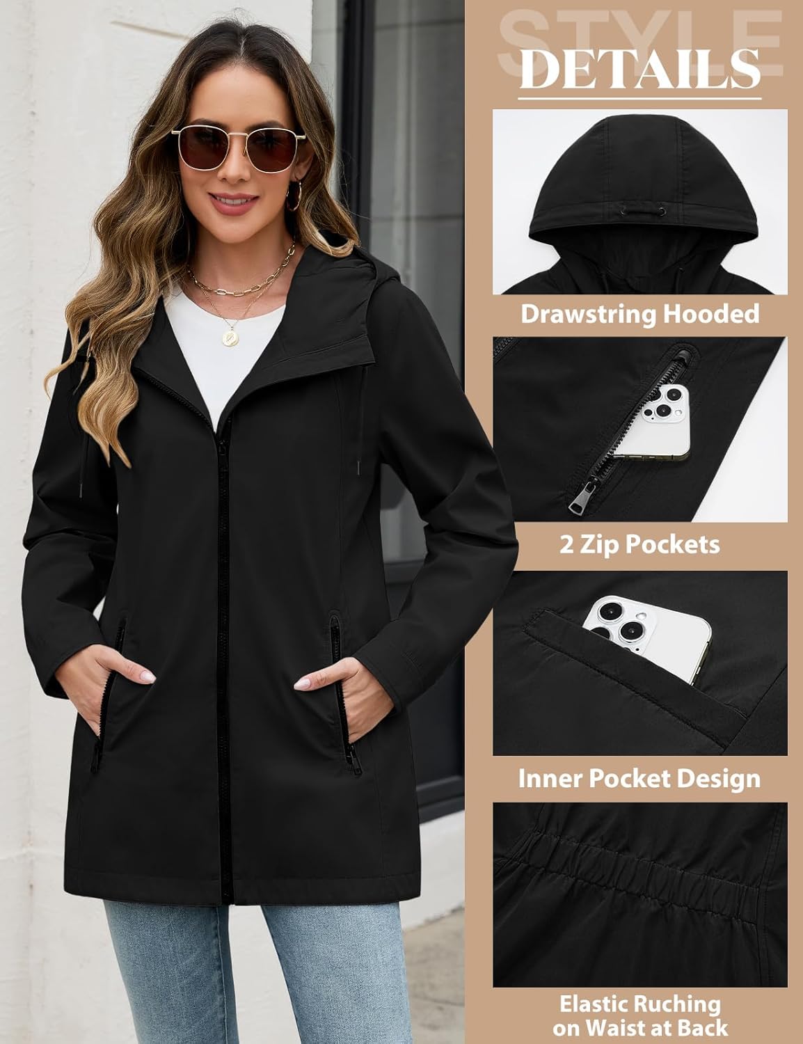 Thumbnail 2 de heekpek Giacca da Donna Primaverile Parka Cappotto con Cappuccio Leggero Softshell per Autunno