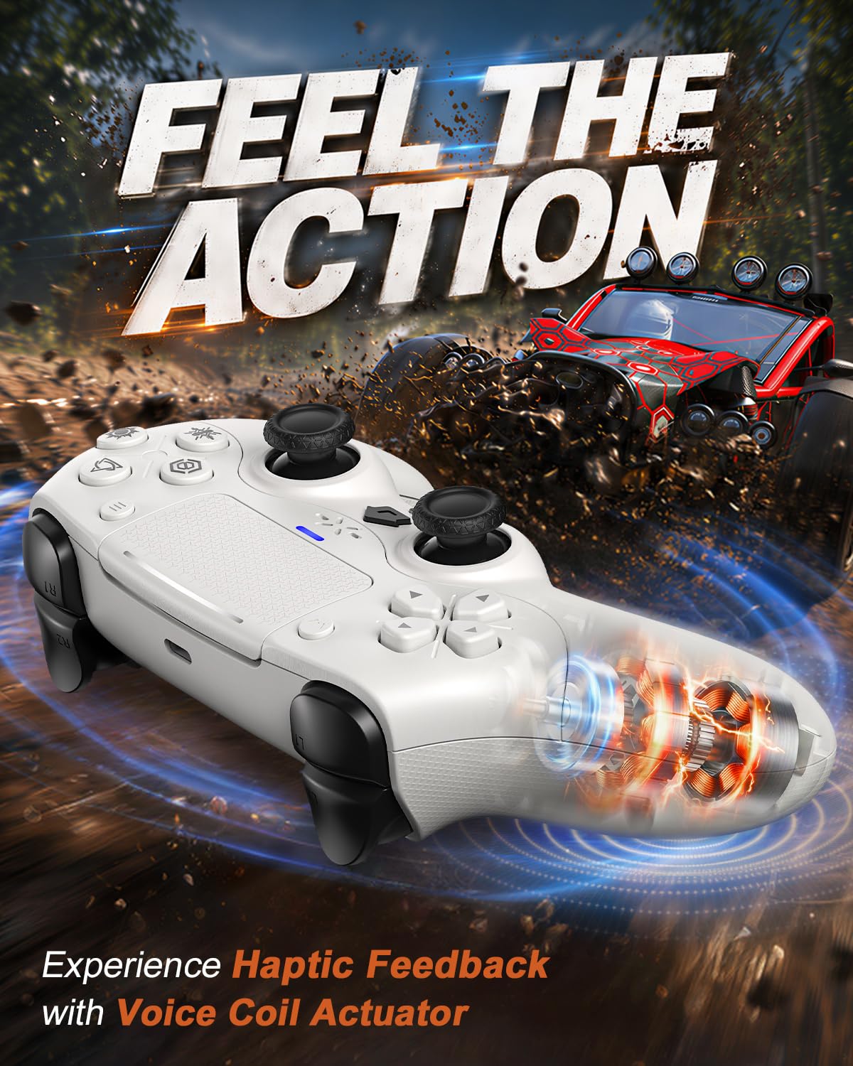 Detalle de Gamrombo Wireless Controller für PS5/PC – Dynamische Trigger, HD-Vibration und 2000 mAh Akku