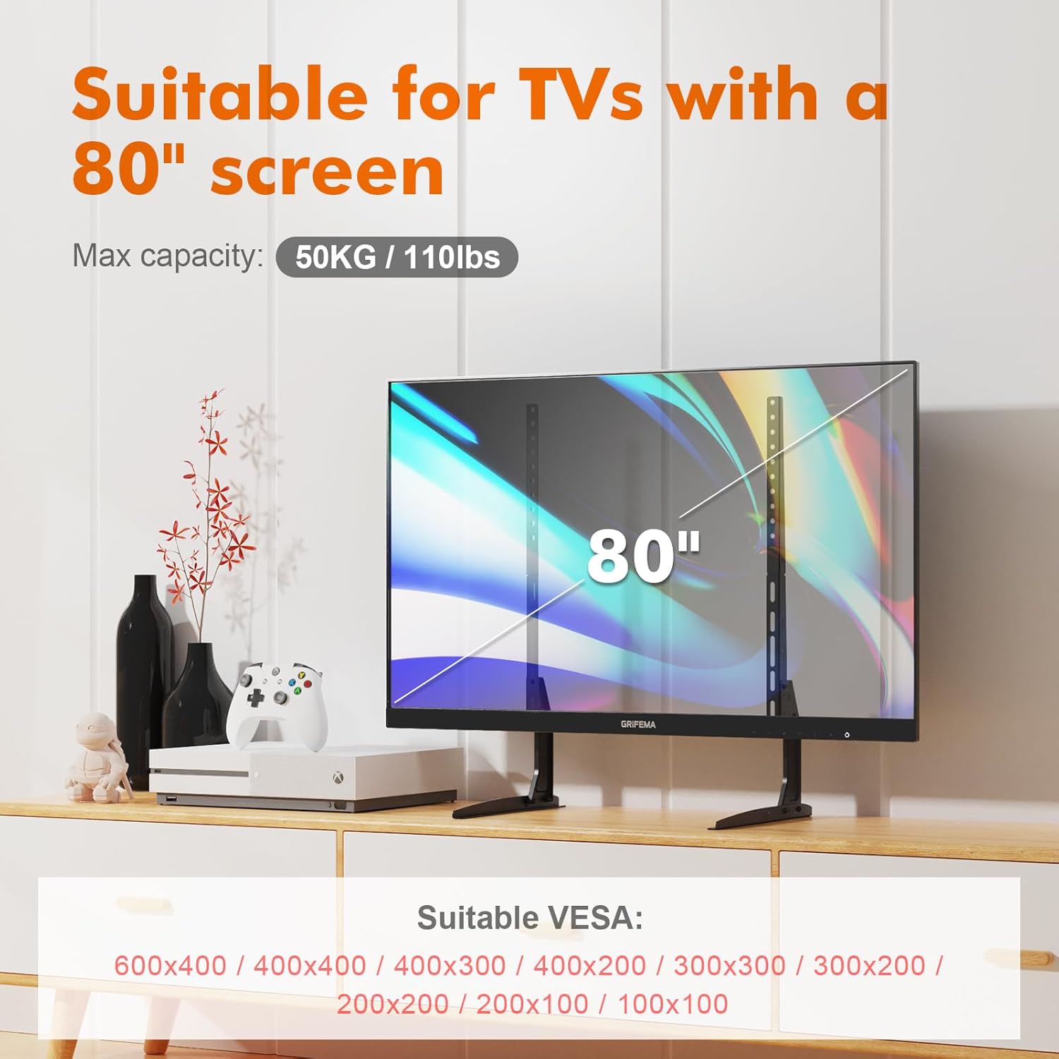 Thumbnail 2 de GRIFEMA Universal TV Stand for 22-80" LCD/LED TVs with Adjustable Height