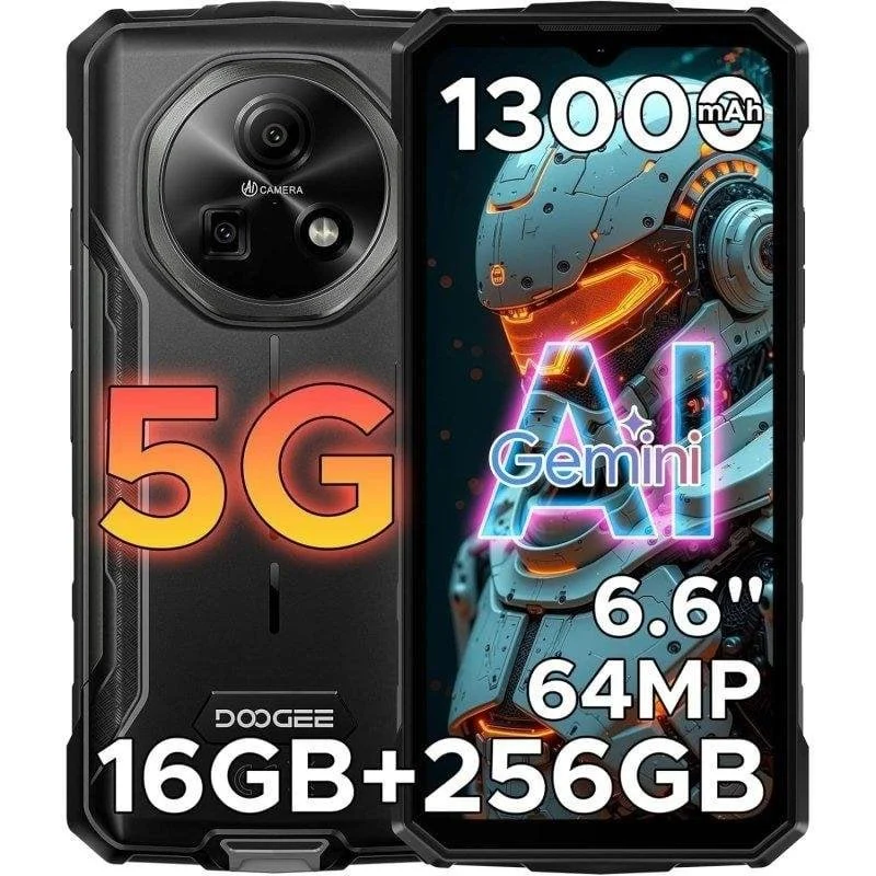 Detalle de Doogee Fire 7 5G 4GB/256GB: teléfono rugged 6.6" con IP68/IP69K y batería de 13000 mAh