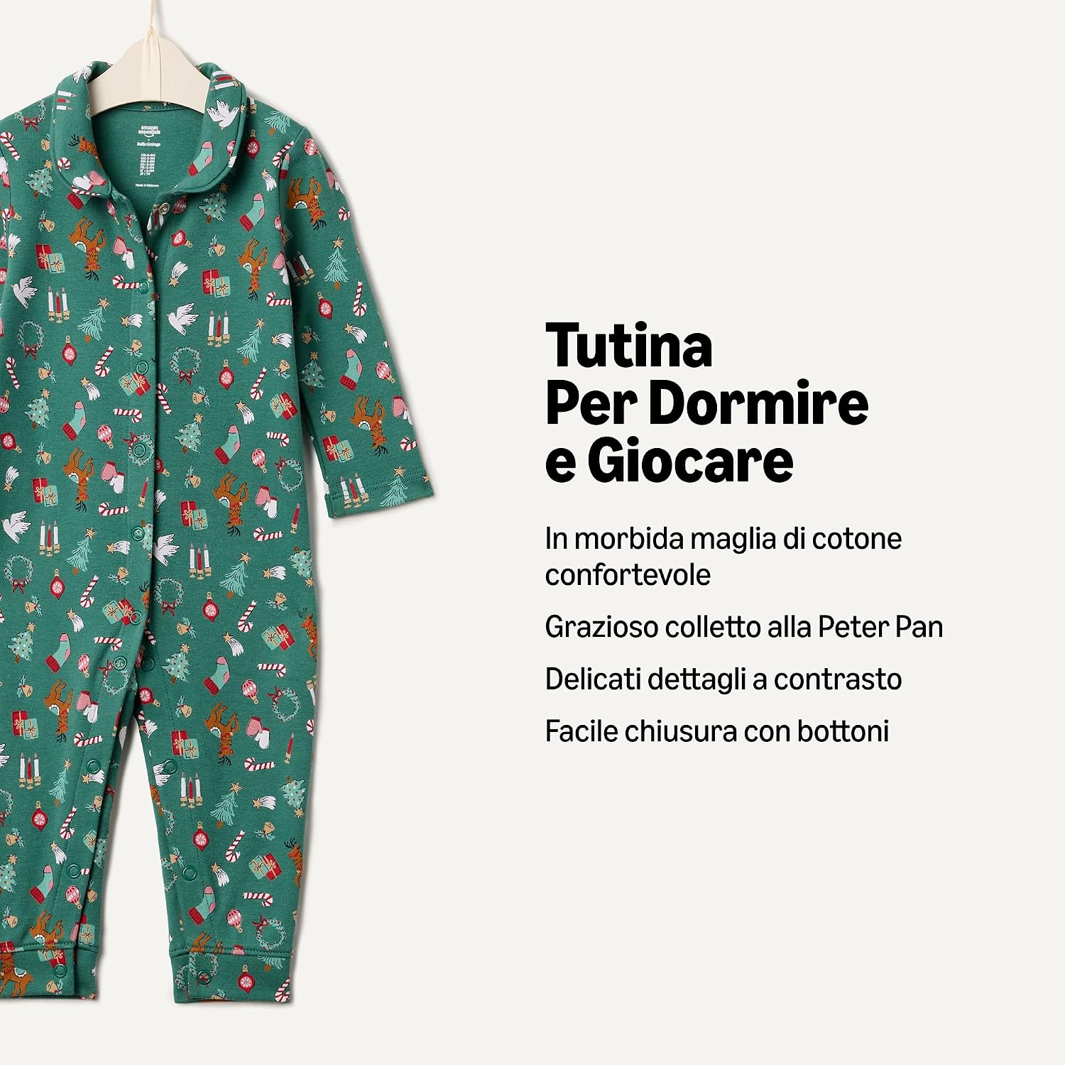 Detalle 2 de Amazon Essentials Unisex Tutina Notte Senza Piedi per Bambini e Ragazzi — Comfort e Stile in Cotone
