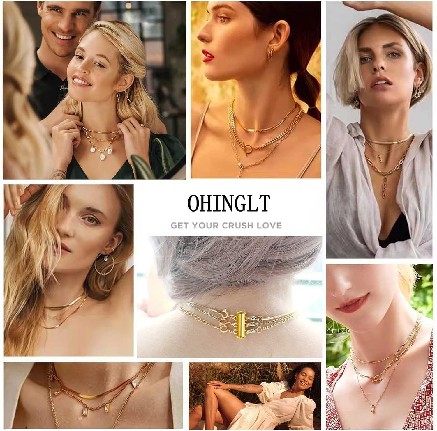 Detalle 2 de OHINGLT 01 Magnetic Necklace Layering Clasps, Brass, Gold and Silver Plated