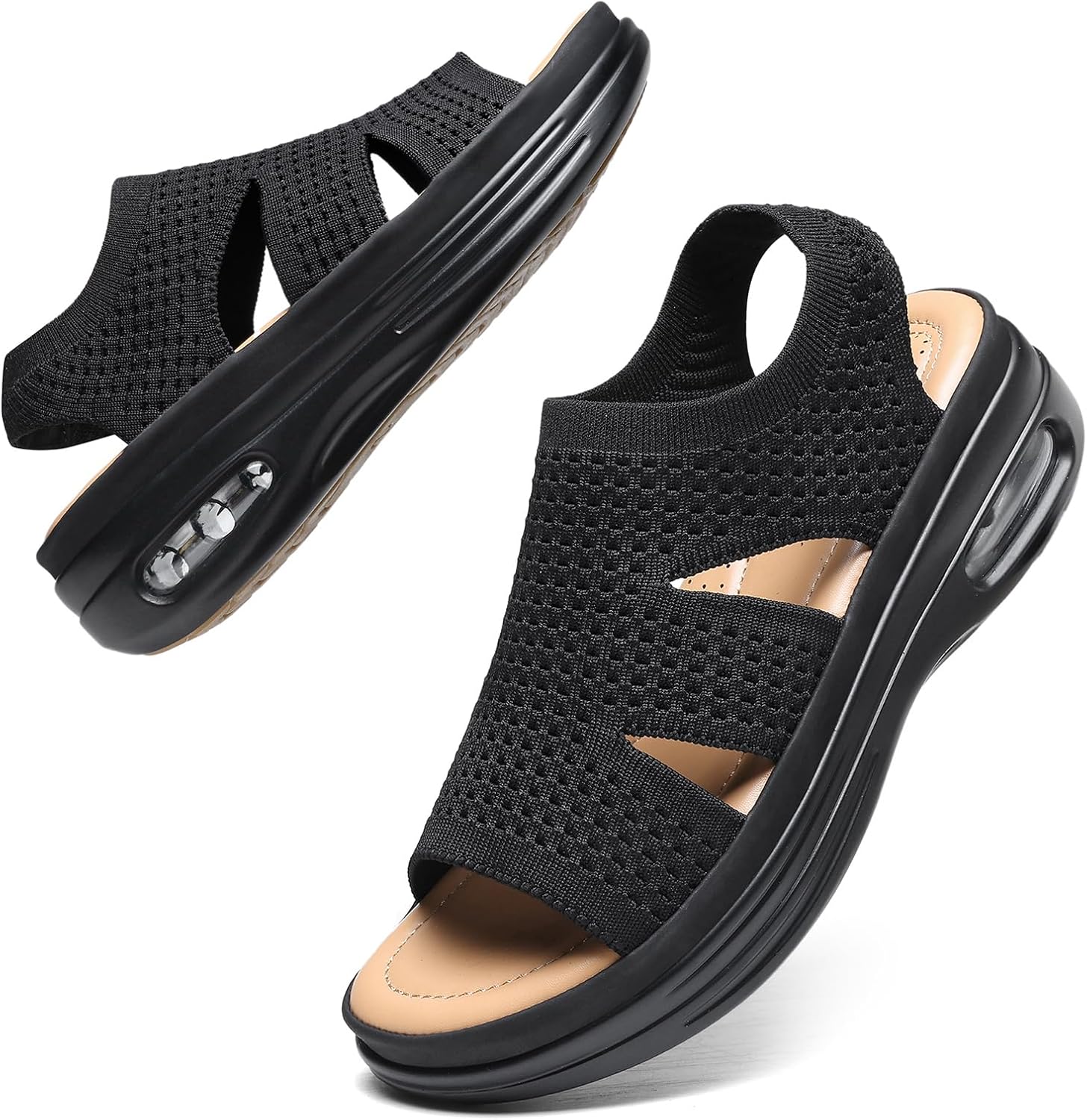 Detalle de Hanani Women Walking Sandals with Air Cushion Heel Support and Elastic Slingback