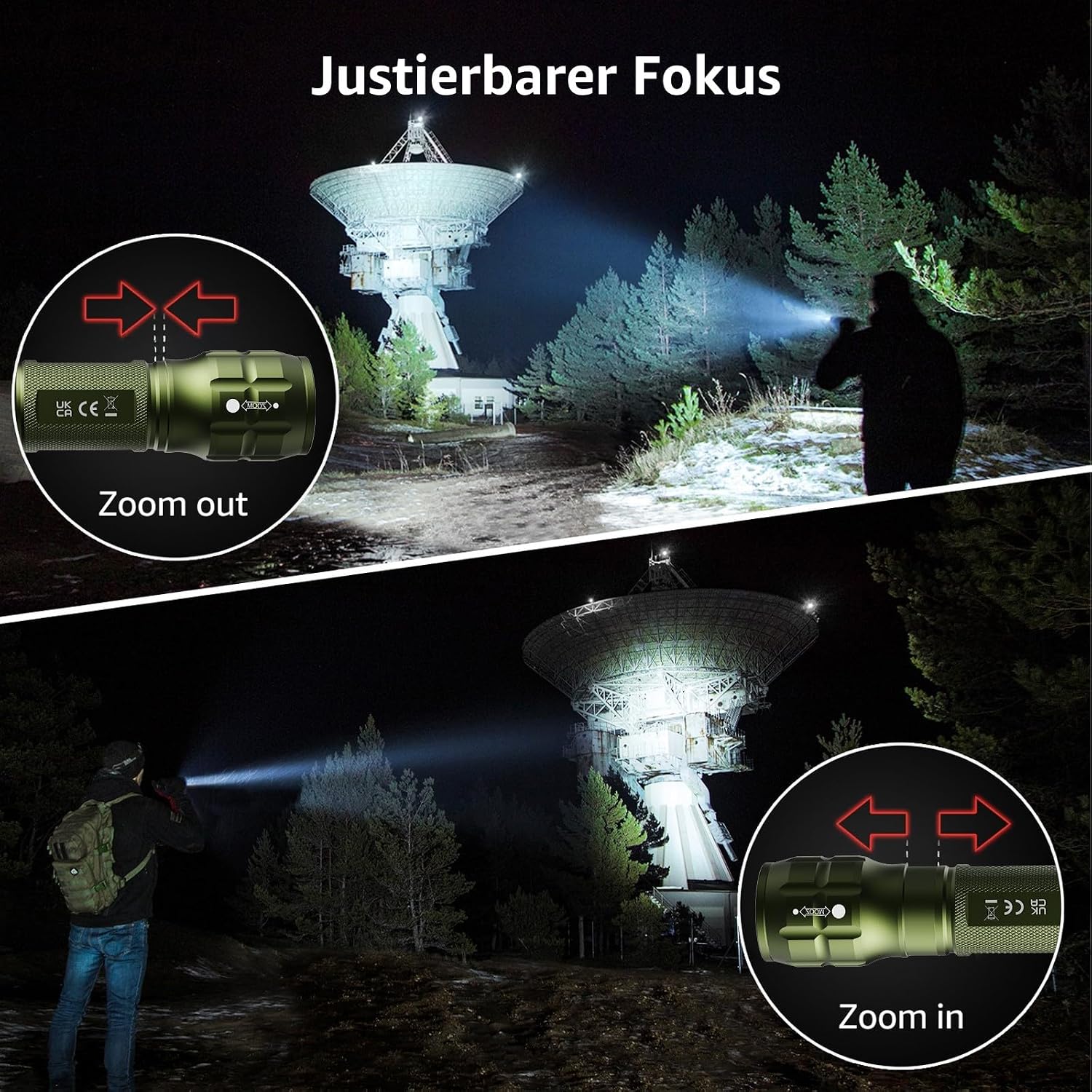 Thumbnail 2 de Lighting EVER LED Taschenlampe Klein mit Zoom – extrem hell, wasserdicht IPX4, für Kinder & Outdoor (Grün)