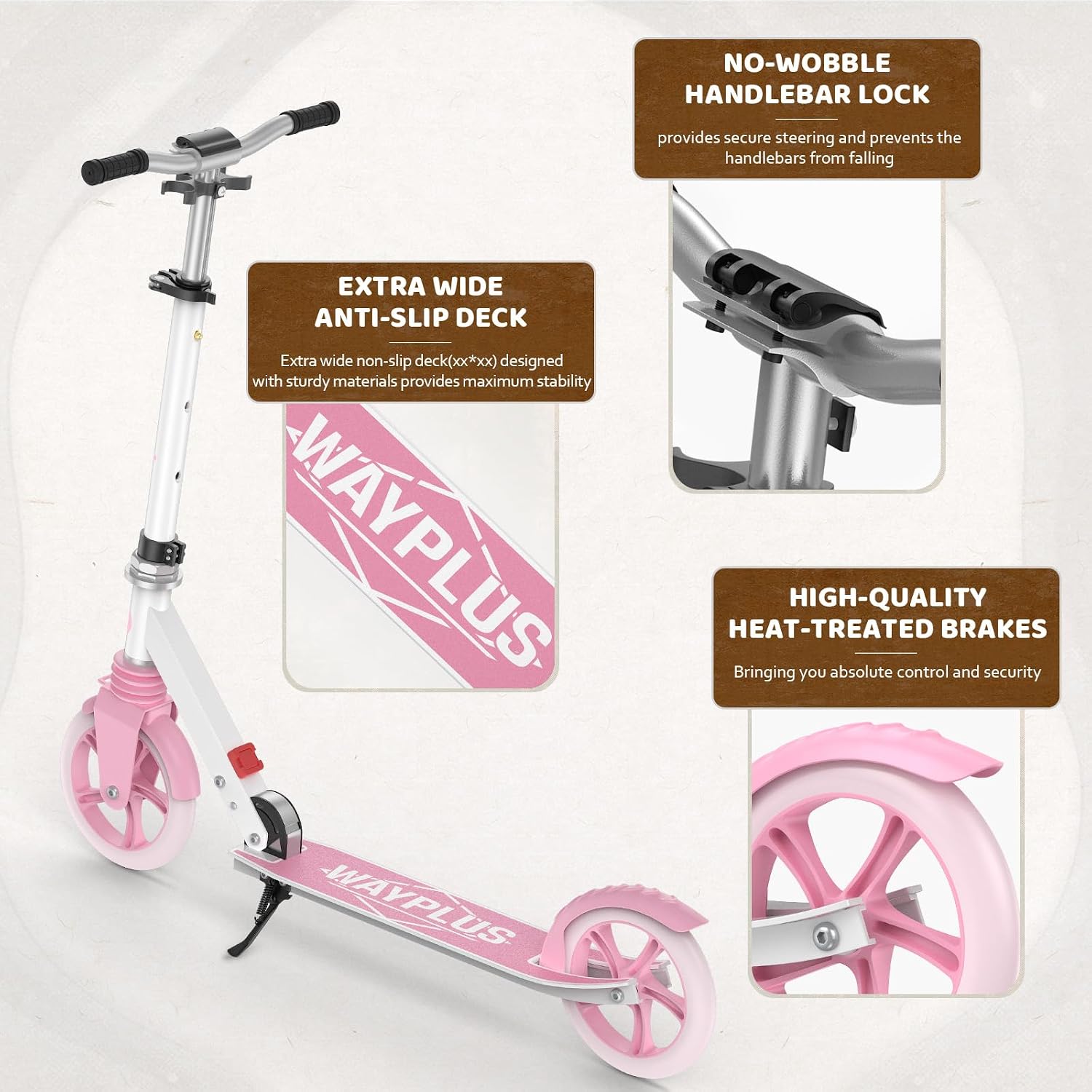 Thumbnail 5 de WAYPLUS Scooter for Kids: 4-Level Height Adjustable, Lean-to-Steer, 200mm Wheels and 108kg Load