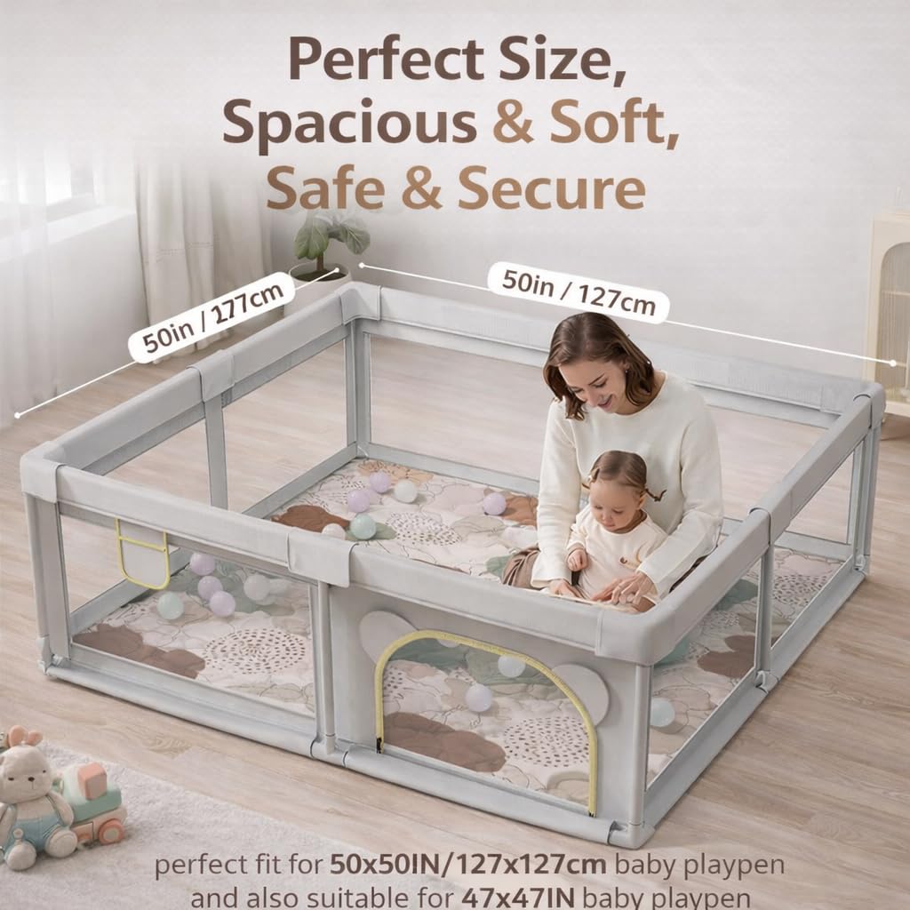 Detalle 2 de Lambluefly Krabbelmatte Baby Faltbar 127x127 cm