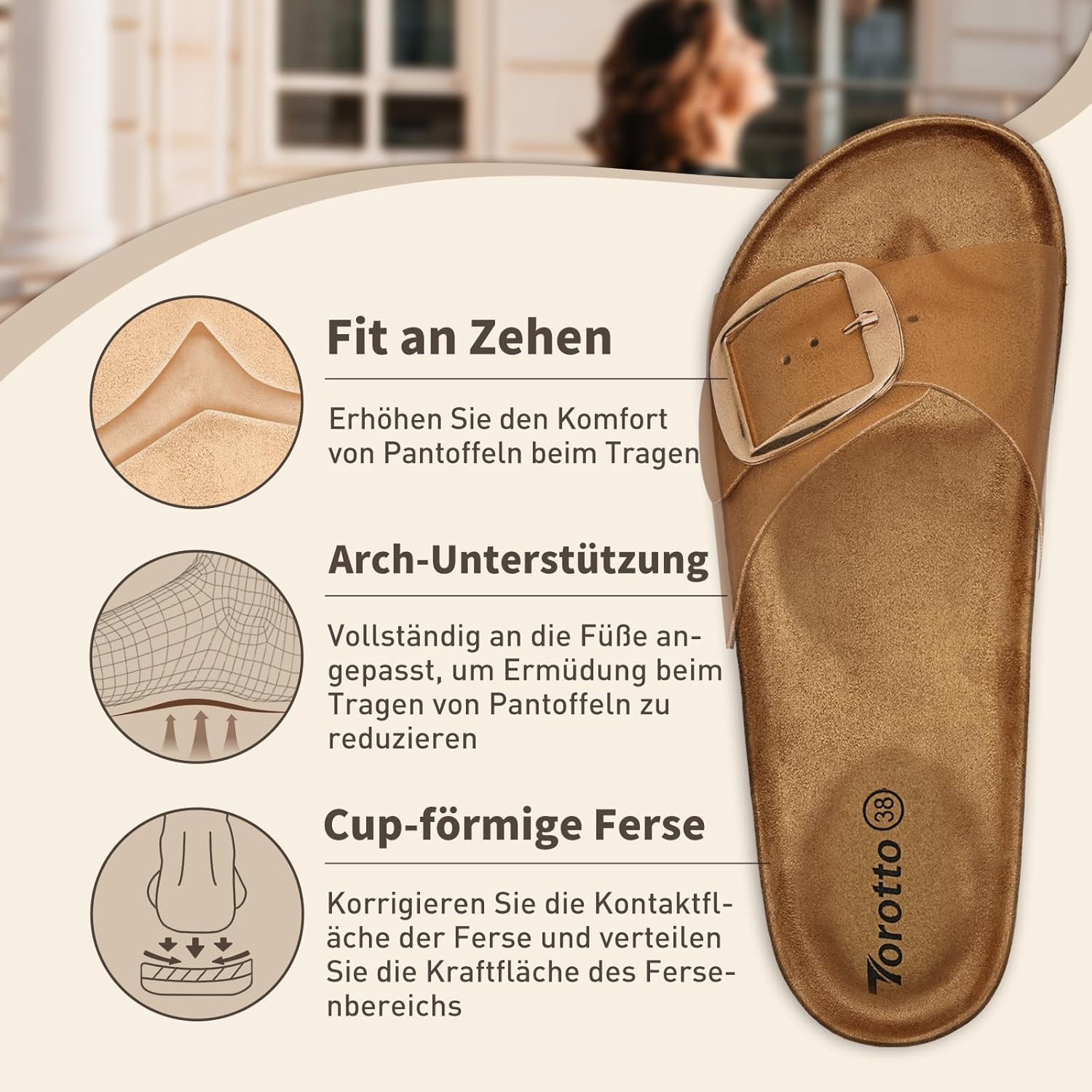 Thumbnail 4 de Torotto Pantoletten Damen – Bequeme Sandalen mit verstellbarer Schnalle
