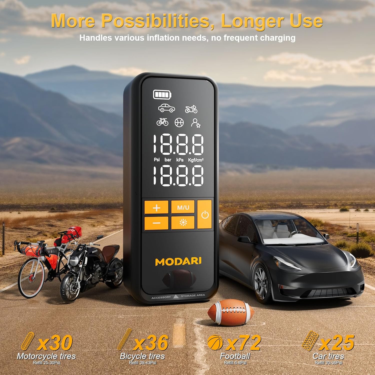 Thumbnail 3 de MODARI Tire Inflator Portable Air Compressor 160 PSI