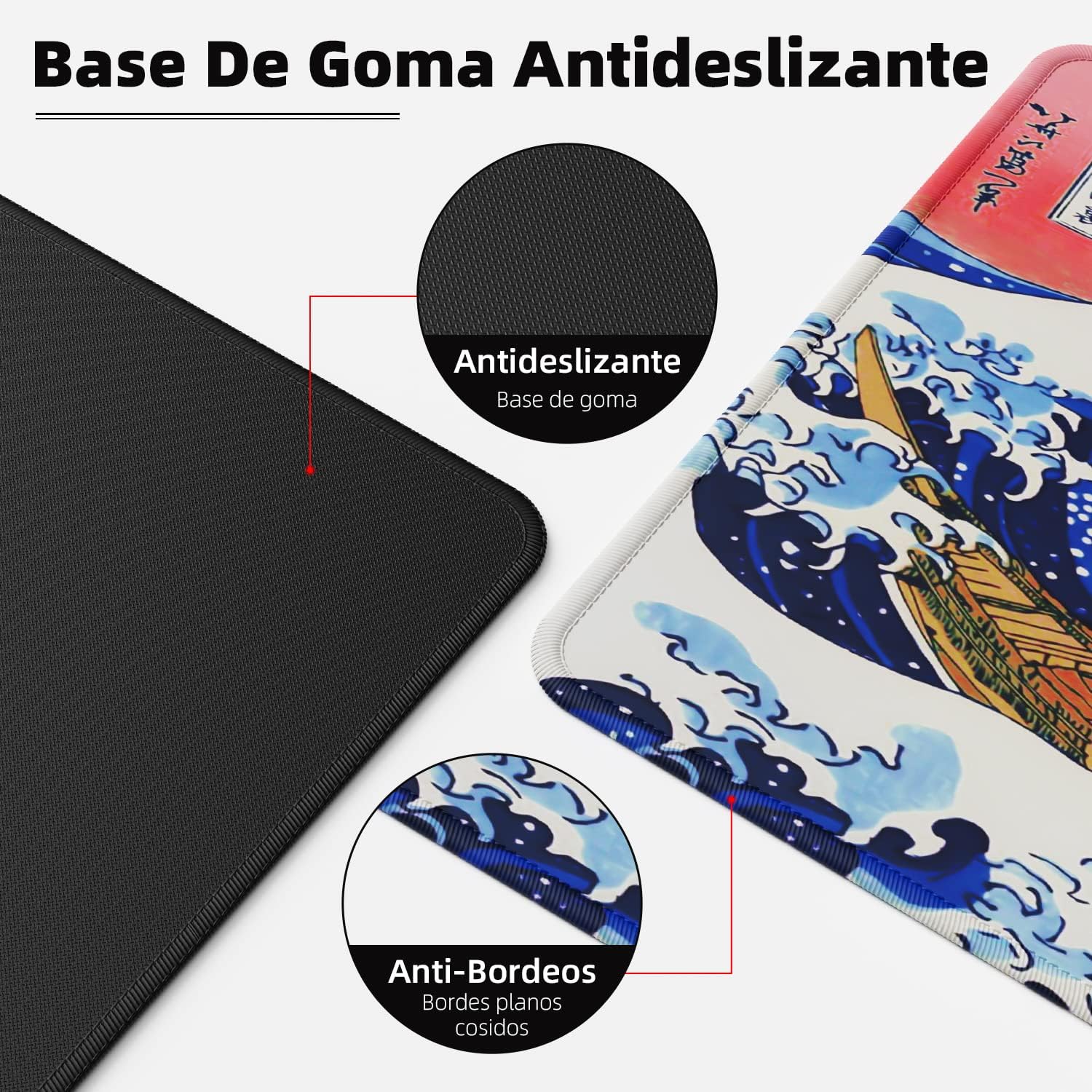 Detalle de EFISH Japan Art Kanagawa Surfing Mouse Pad (31.5 × 11.8 inches) XL