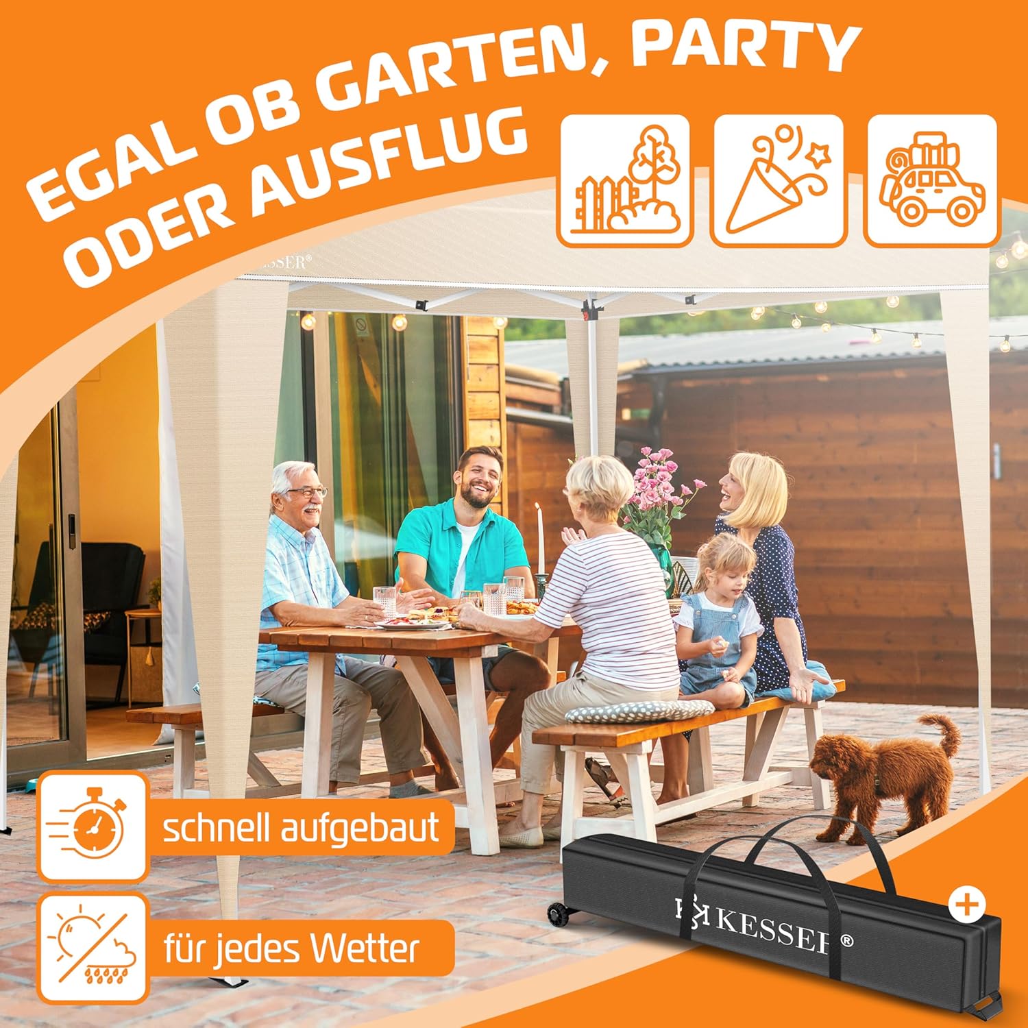Thumbnail 4 de KESSER Pavillon Faltpavillon 3x3m – stabil, UV-schutz & mobil