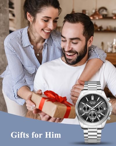 Thumbnail 1 de CIVO Watches Men Stainless Steel Silver Chronograph – Quartz, 41mm Dial, 3ATM Water Resistant