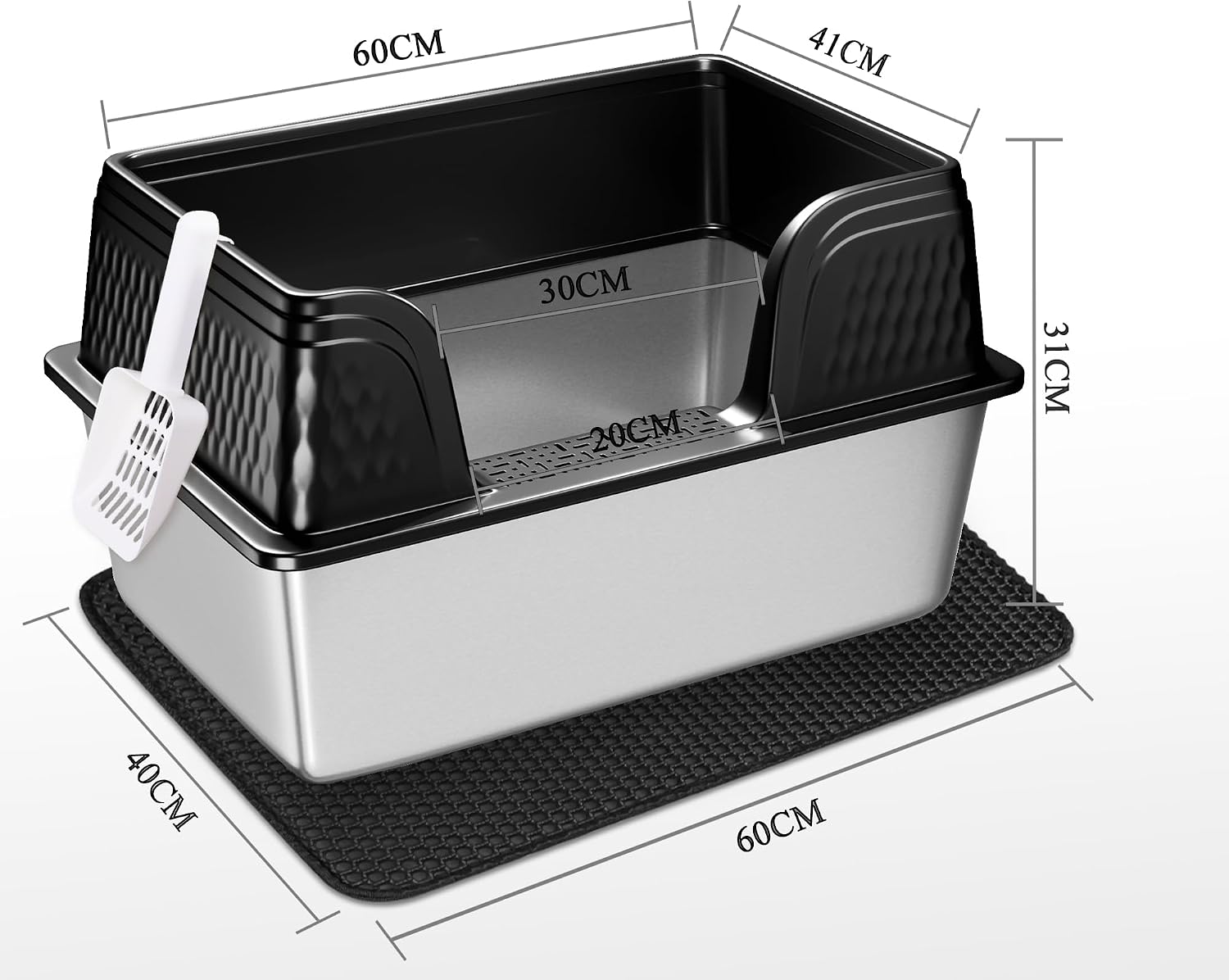 Thumbnail 6 de Vealind XXL Stainless Steel Cat Litter Tray: High-Sided, Leak-Proof for Large Cats