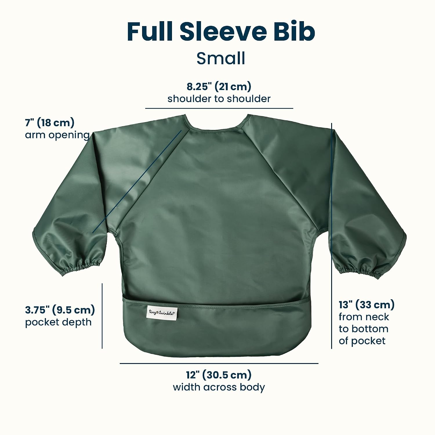 Detalle de Tiny Twinkle Long Sleeve Bib, 2-Pack Waterproof Smock, Slate Olive, 6–24M