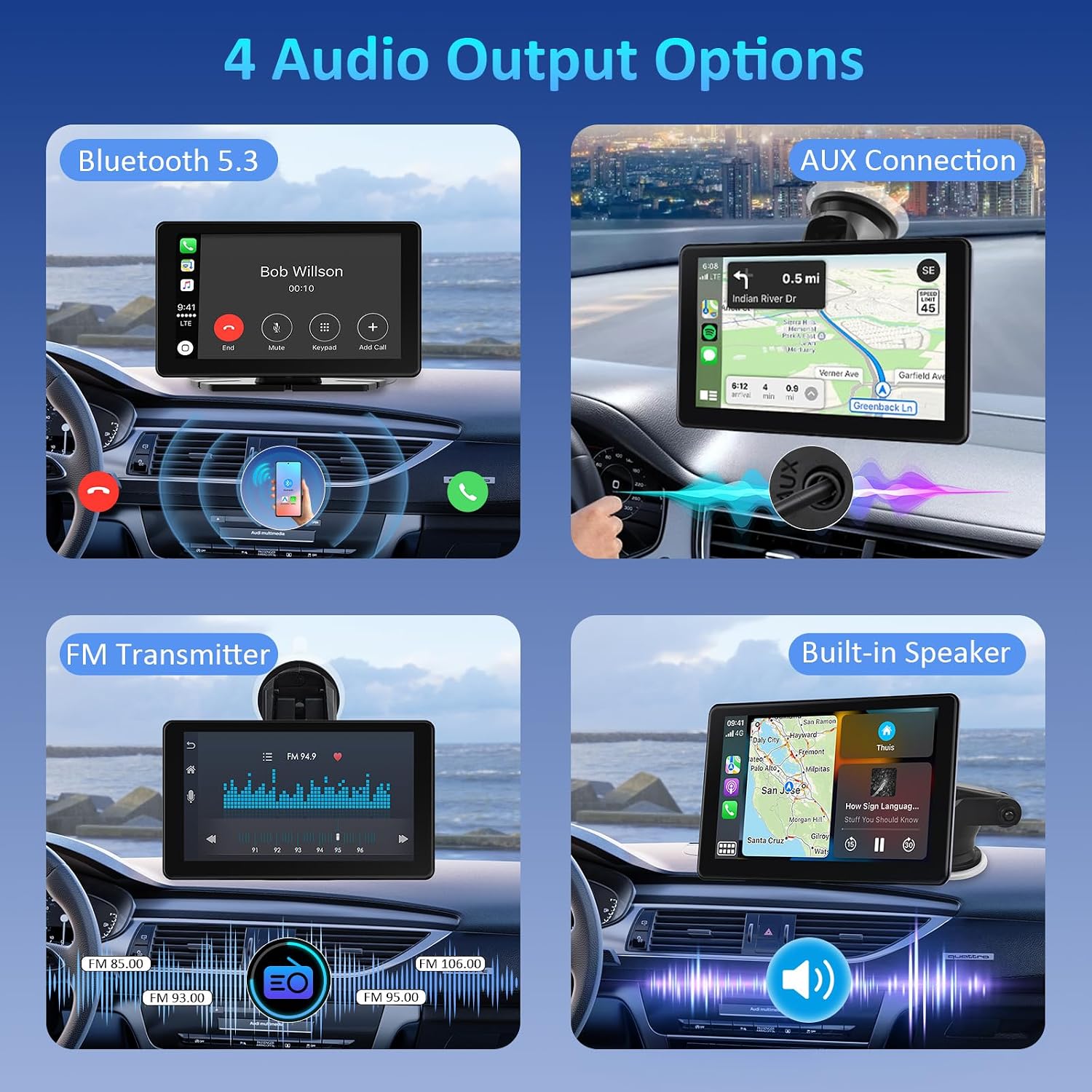 Detalle 2 de 7 Inch Wireless CarPlay & Android Auto Portable Car Stereo with Touchscreen