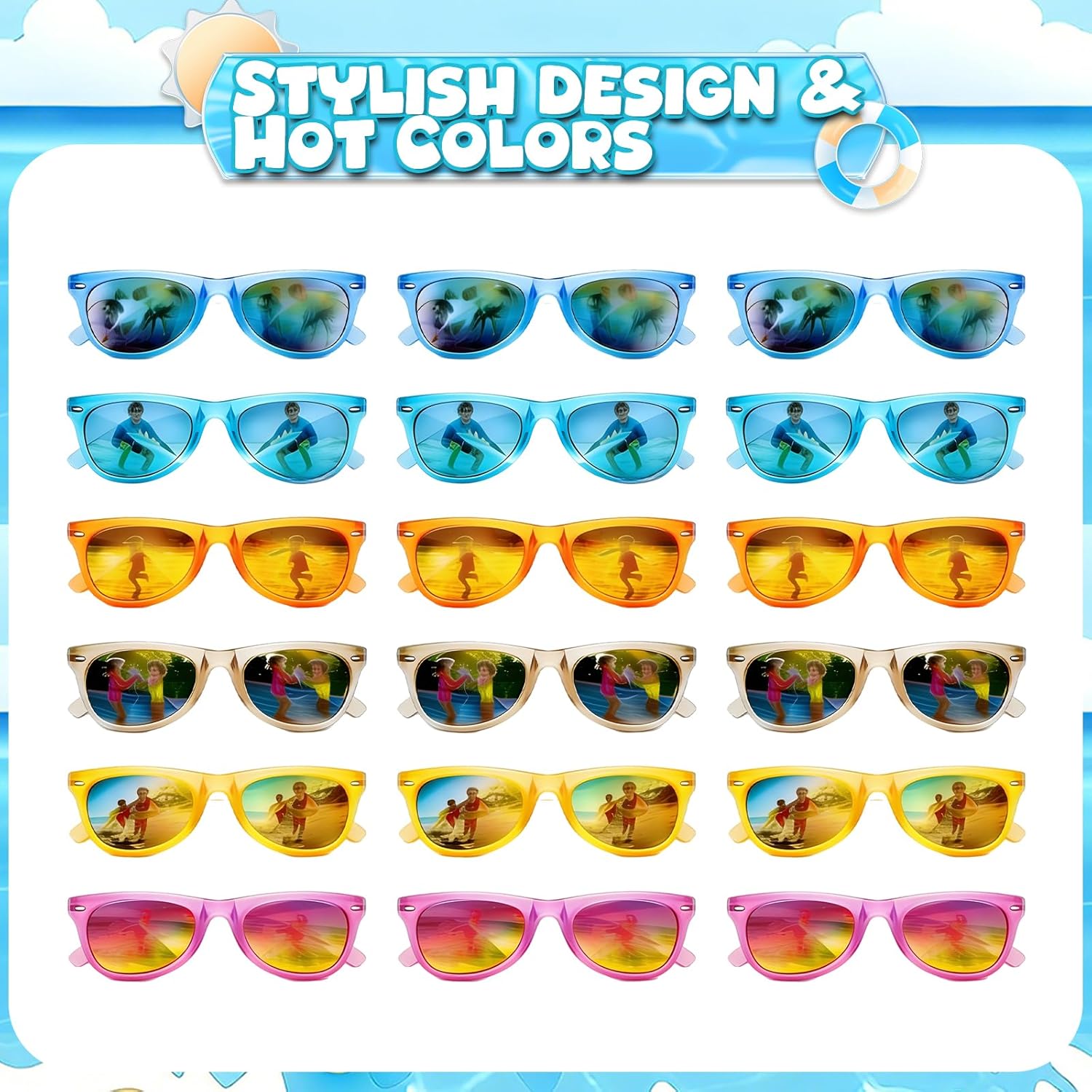 Thumbnail 6 de 36 Pack Kids Neon Sunglasses with UV400 Protection – Polarized, Fun Party Favors for Ages 3–8
