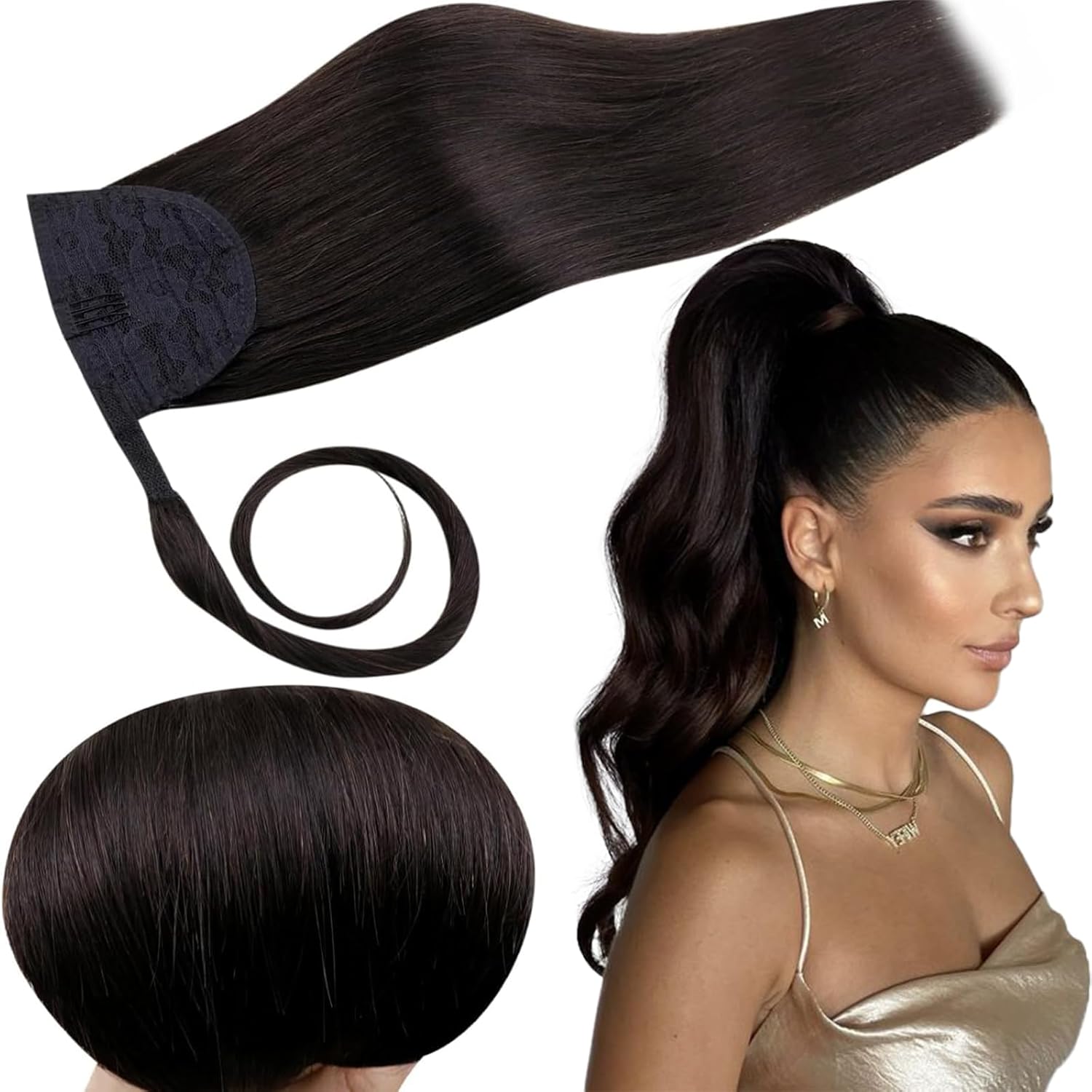 Thumbnail 5 de RUNATURE Postiche Queue de Cheval Blond Doré 50 cm en cheveux humains #10P16