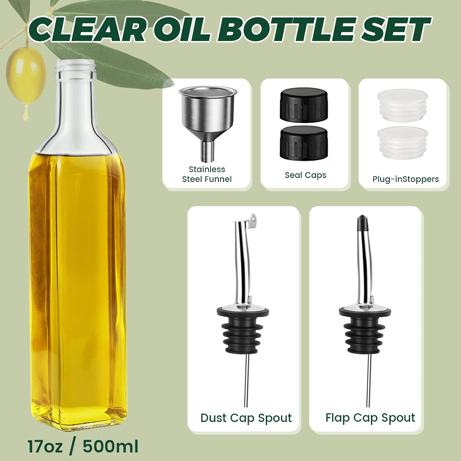 Detalle de DUNSOO DU_YP0220 – dozownik oliwy, 2 szklane butelki po 500 ml